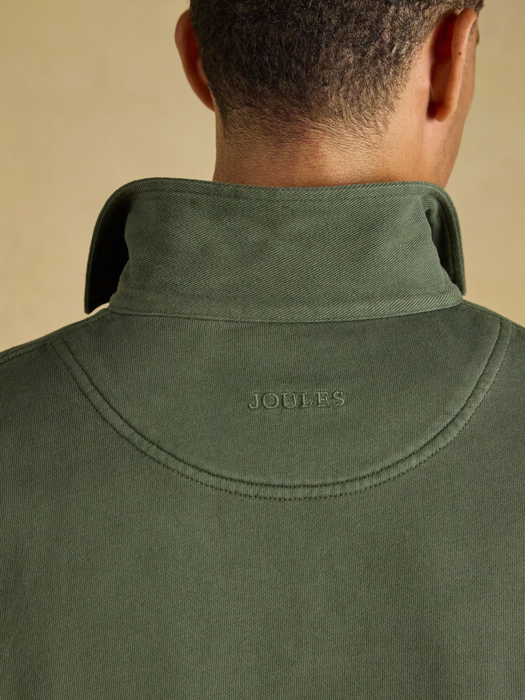 Garment Dyed Khaki Green Loopback Rugby Shirt - Image 7 of 10
