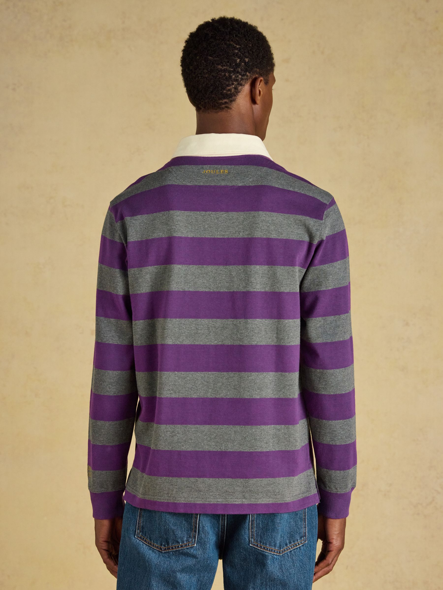Rugby Club Purple & Grey Long Sleeve Striped Rugby Shirt - Image 3 of 9