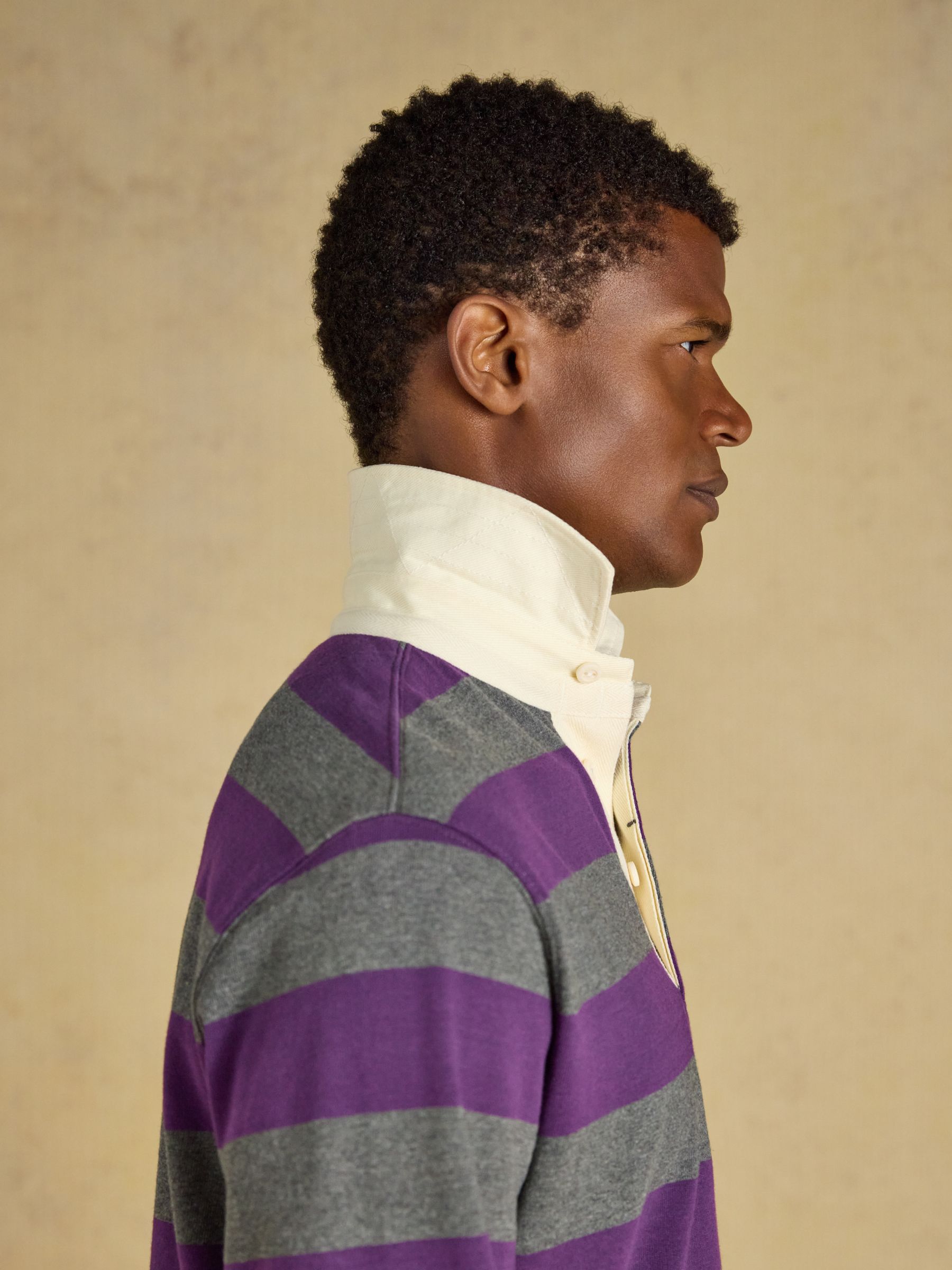 Rugby Club Purple & Grey Long Sleeve Striped Rugby Shirt - Image 4 of 9