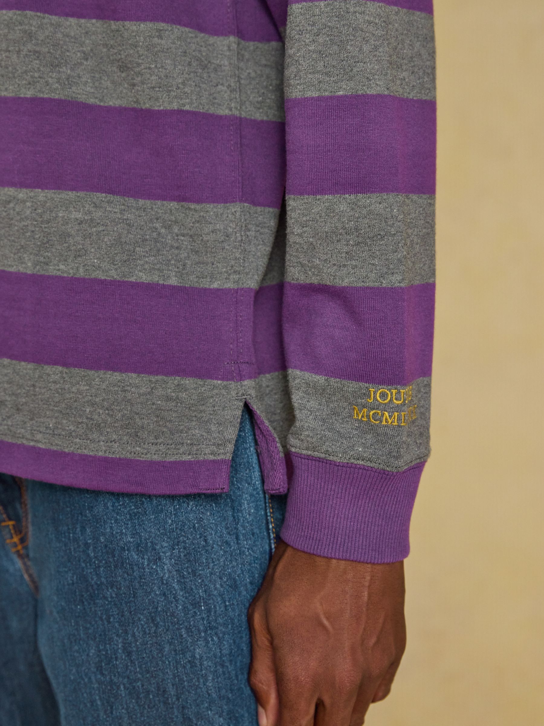 Rugby Club Purple & Grey Long Sleeve Striped Rugby Shirt - Image 5 of 9