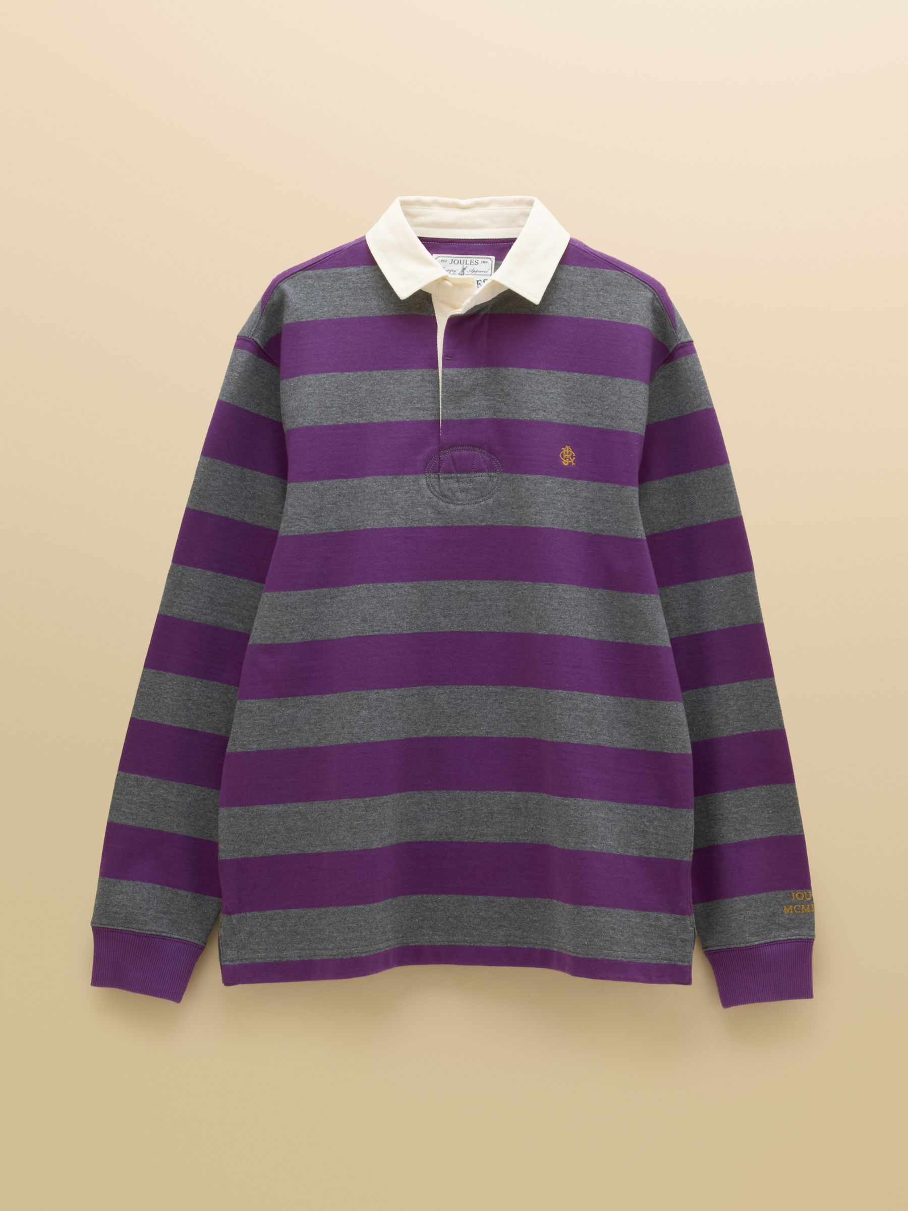Rugby Club Purple & Grey Long Sleeve Striped Rugby Shirt - Image 9 of 9