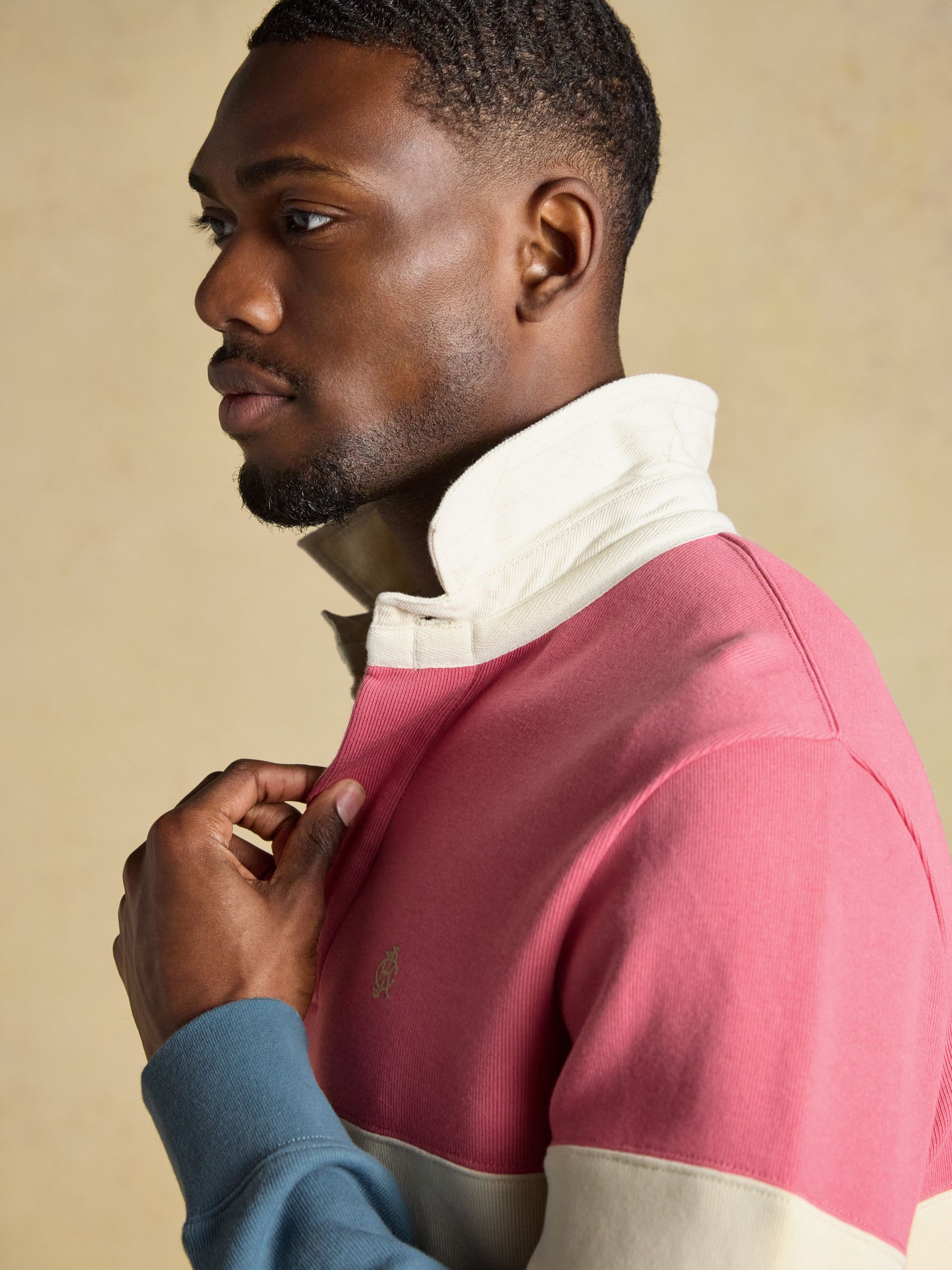 Blue & Pink French Rib Long Sleeve Rugby Shirt - Image 10 of 12