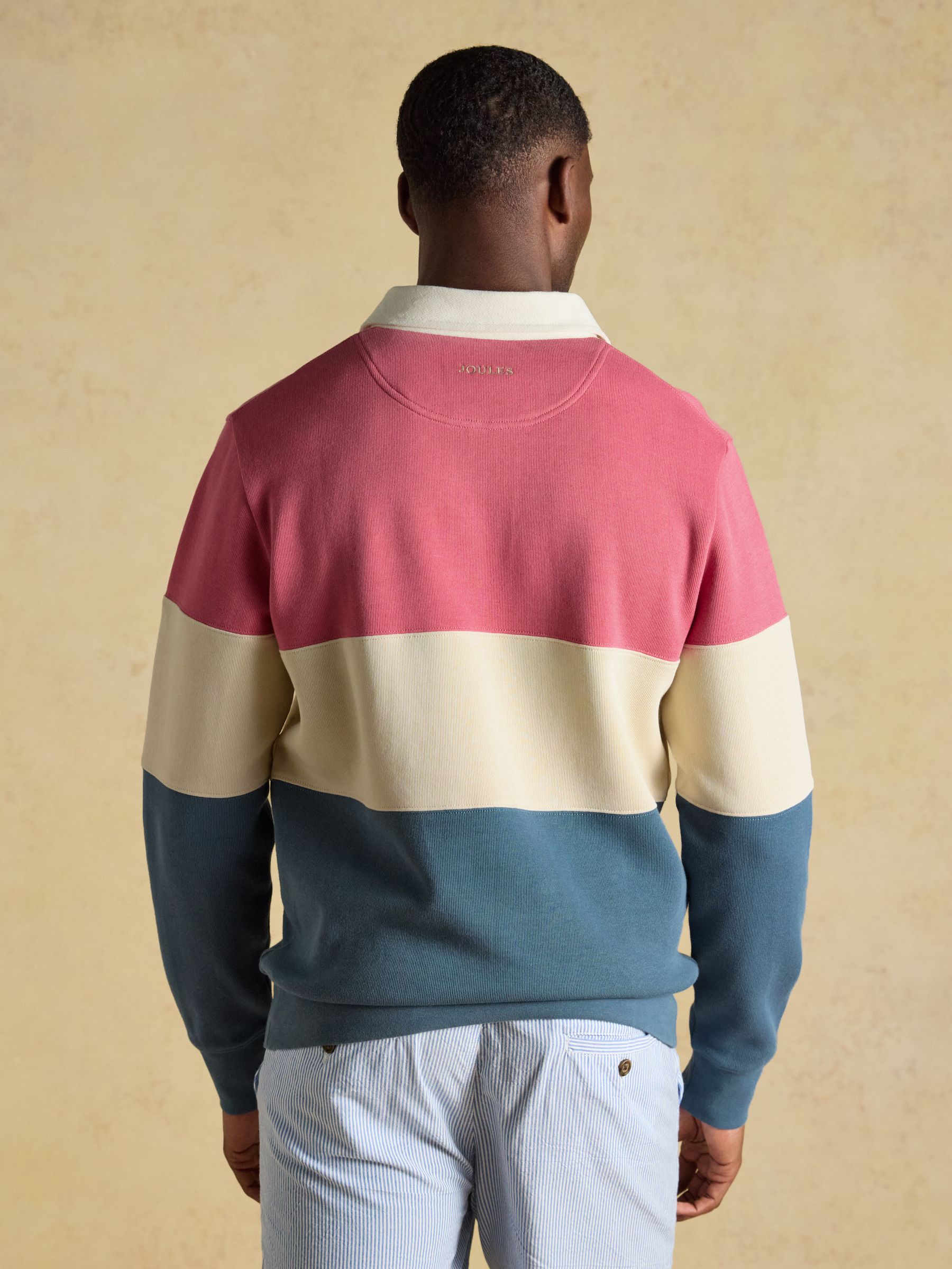 Blue & Pink French Rib Long Sleeve Rugby Shirt - Image 2 of 9