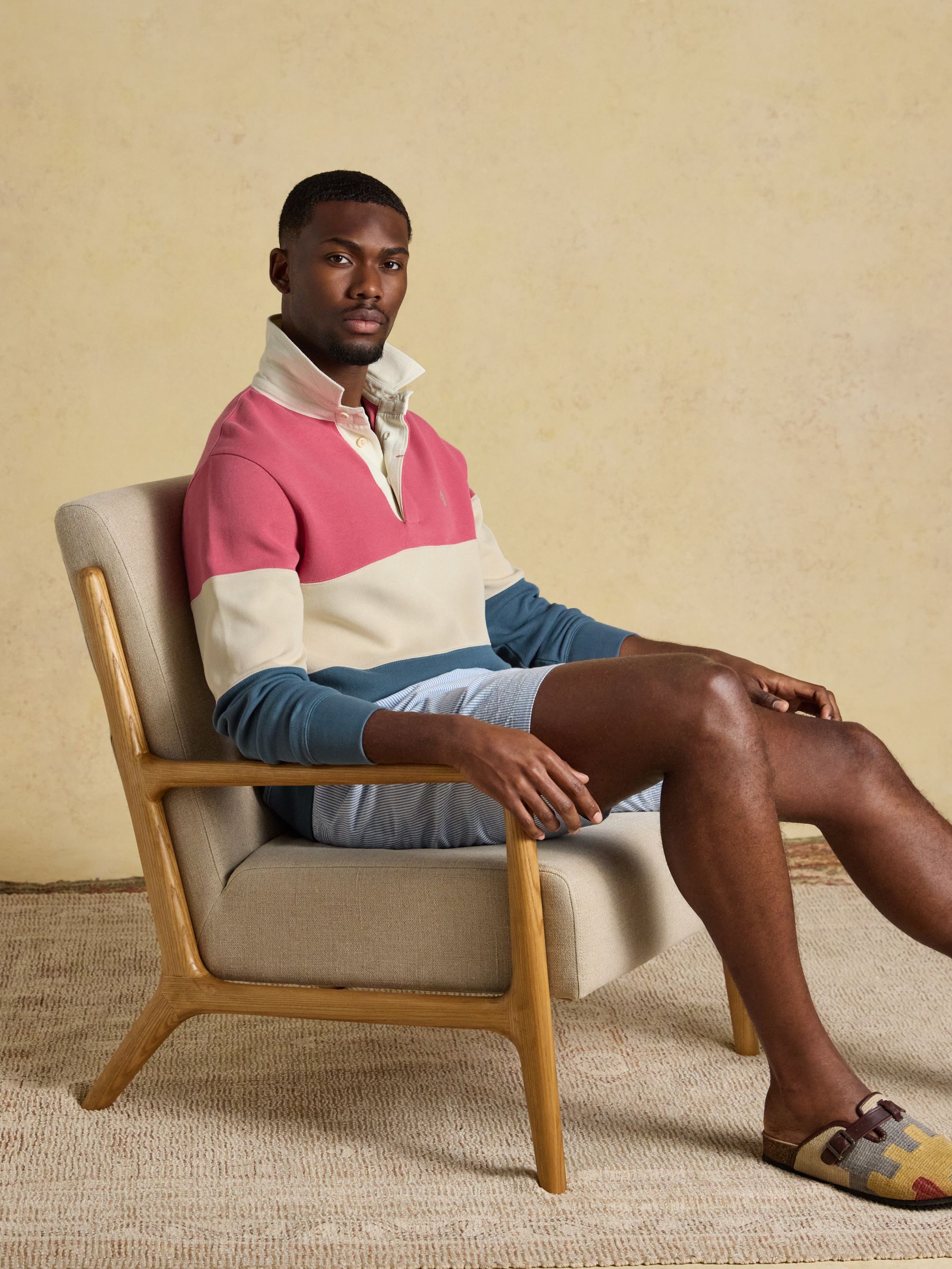 Blue & Pink French Rib Long Sleeve Rugby Shirt - Image 3 of 9