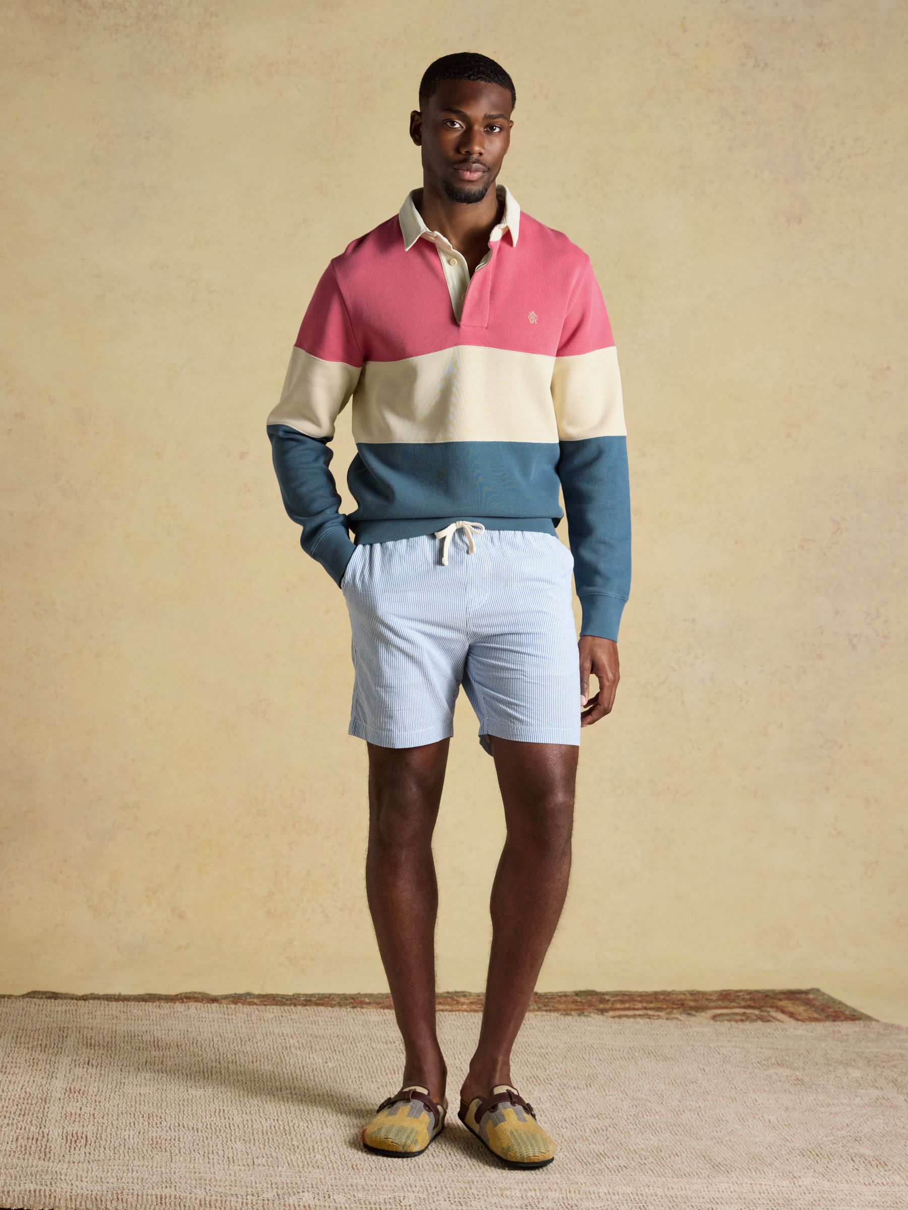 Blue & Pink French Rib Long Sleeve Rugby Shirt - Image 6 of 9