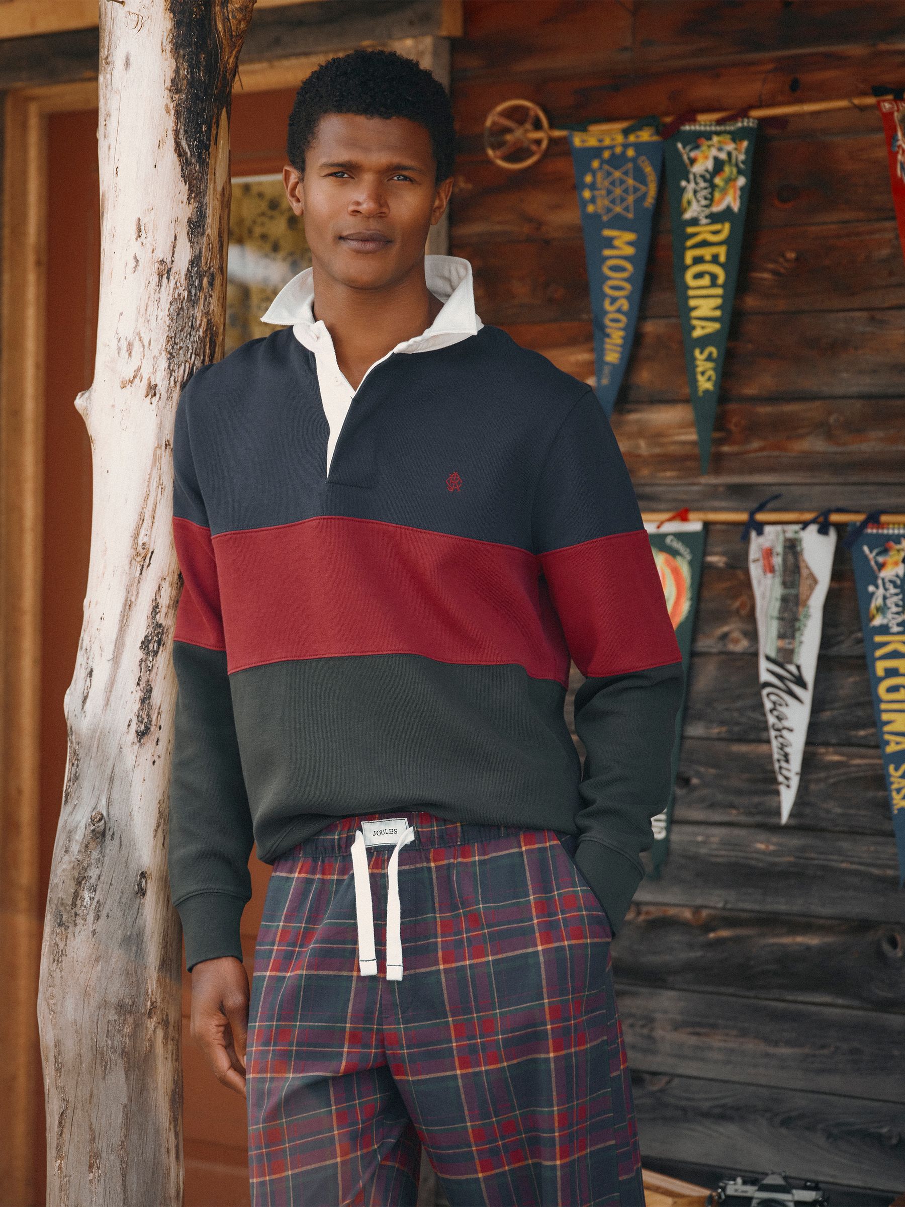 Green & Navy French Rib Long Sleeve Rugby Shirt - Image 1 of 10