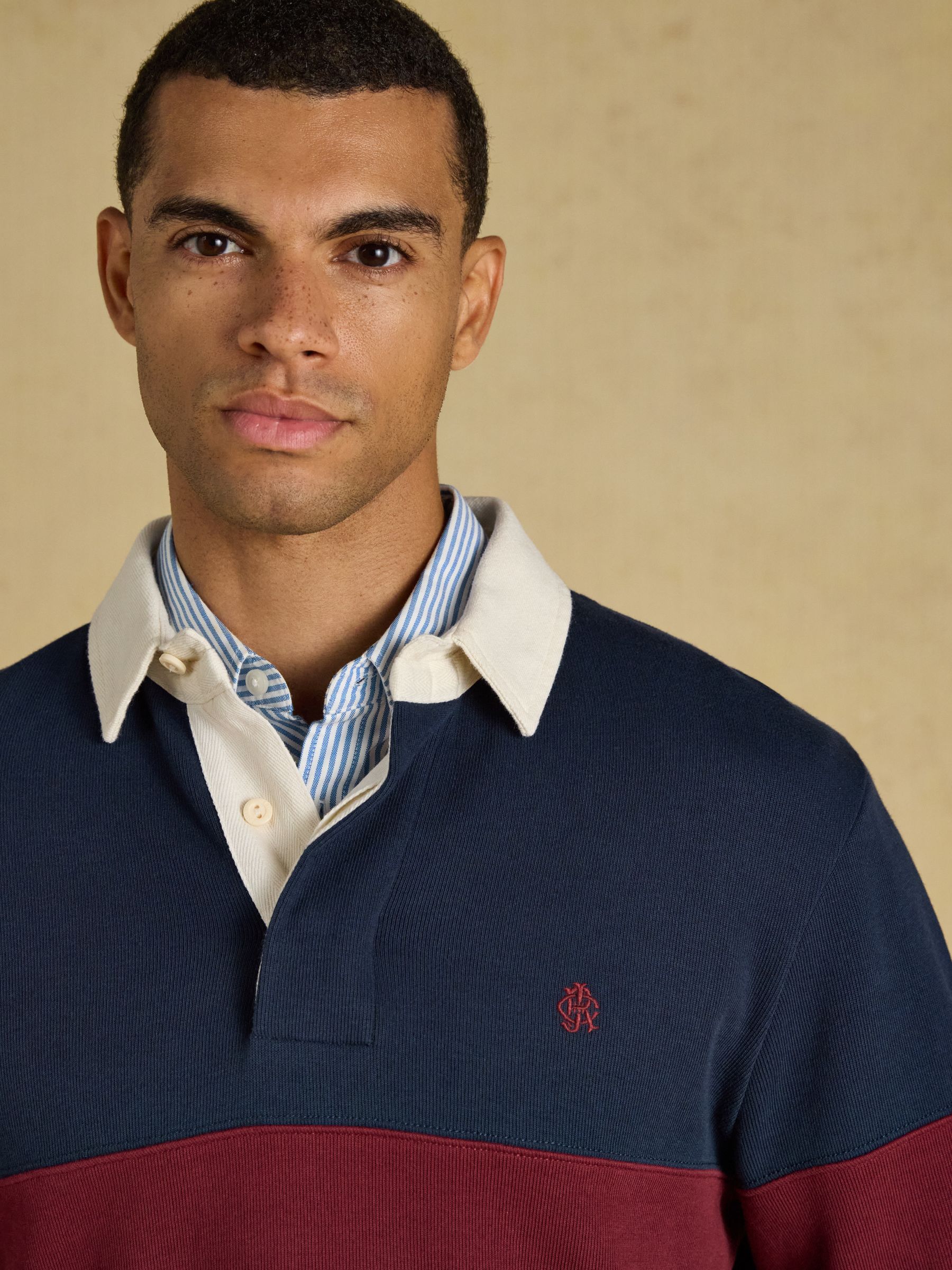 Green & Navy French Rib Long Sleeve Rugby Shirt - Image 6 of 10