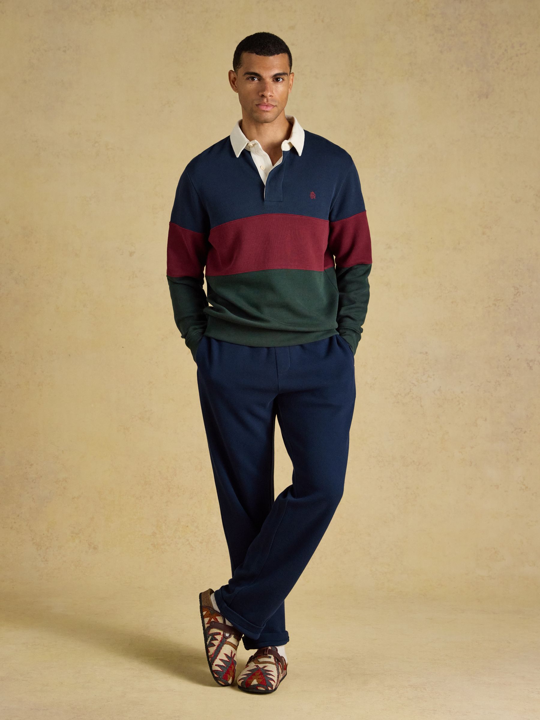 Green & Navy French Rib Long Sleeve Rugby Shirt - Image 9 of 10