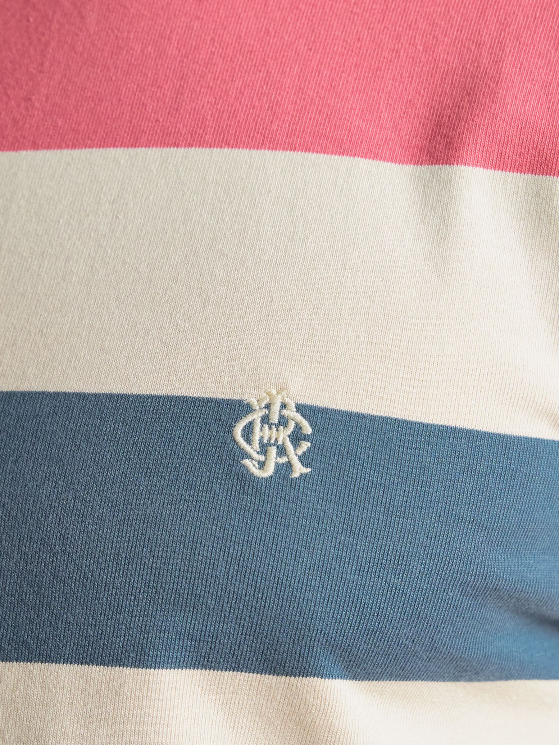 Rugby Club Pink & Blue Striped Crew Neck Crew Neck Cotton T-Shirt - Image 6 of 7