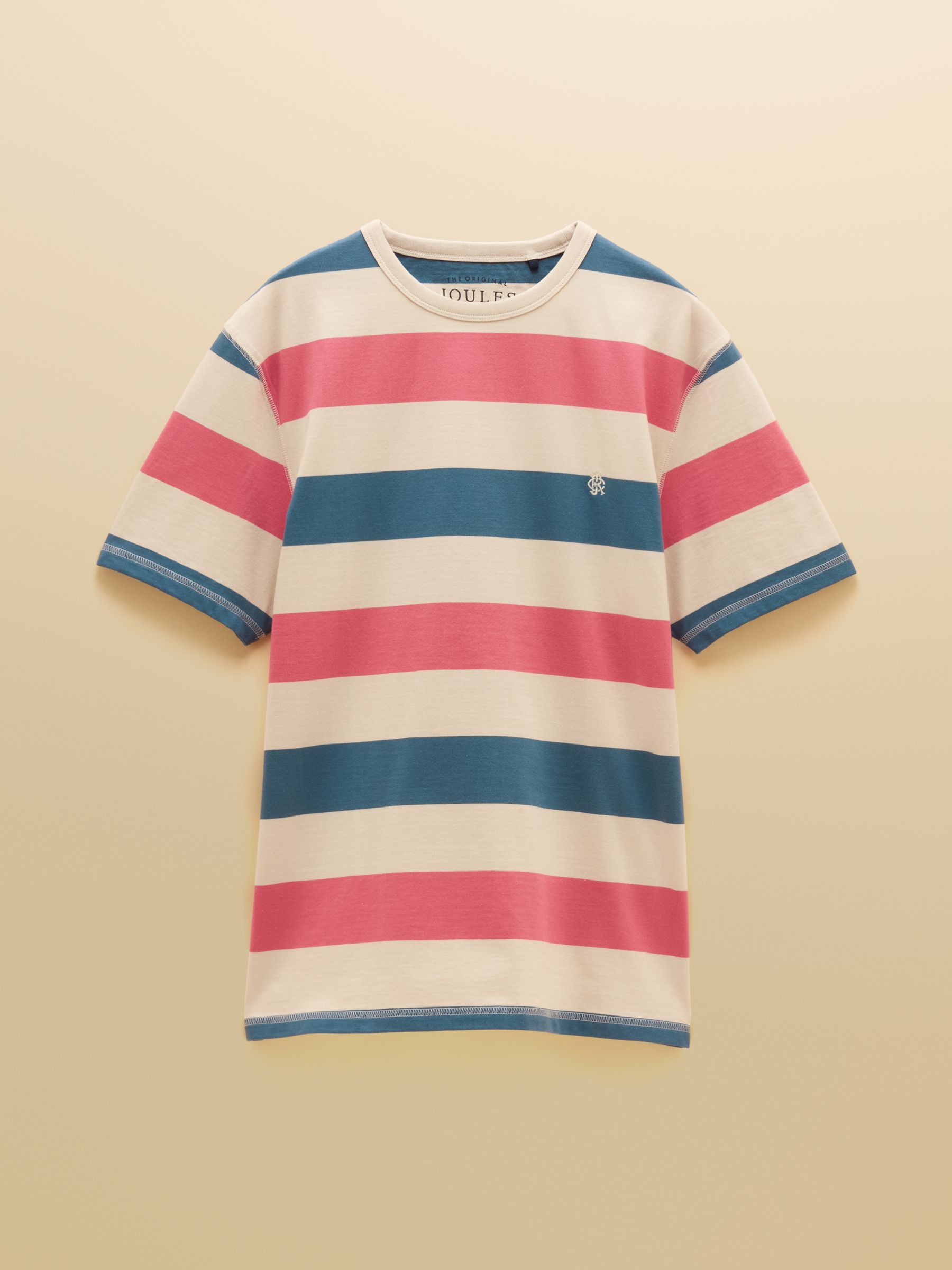 Rugby Club Pink & Blue Striped Crew Neck Cotton T-Shirt - Image 9 of 9