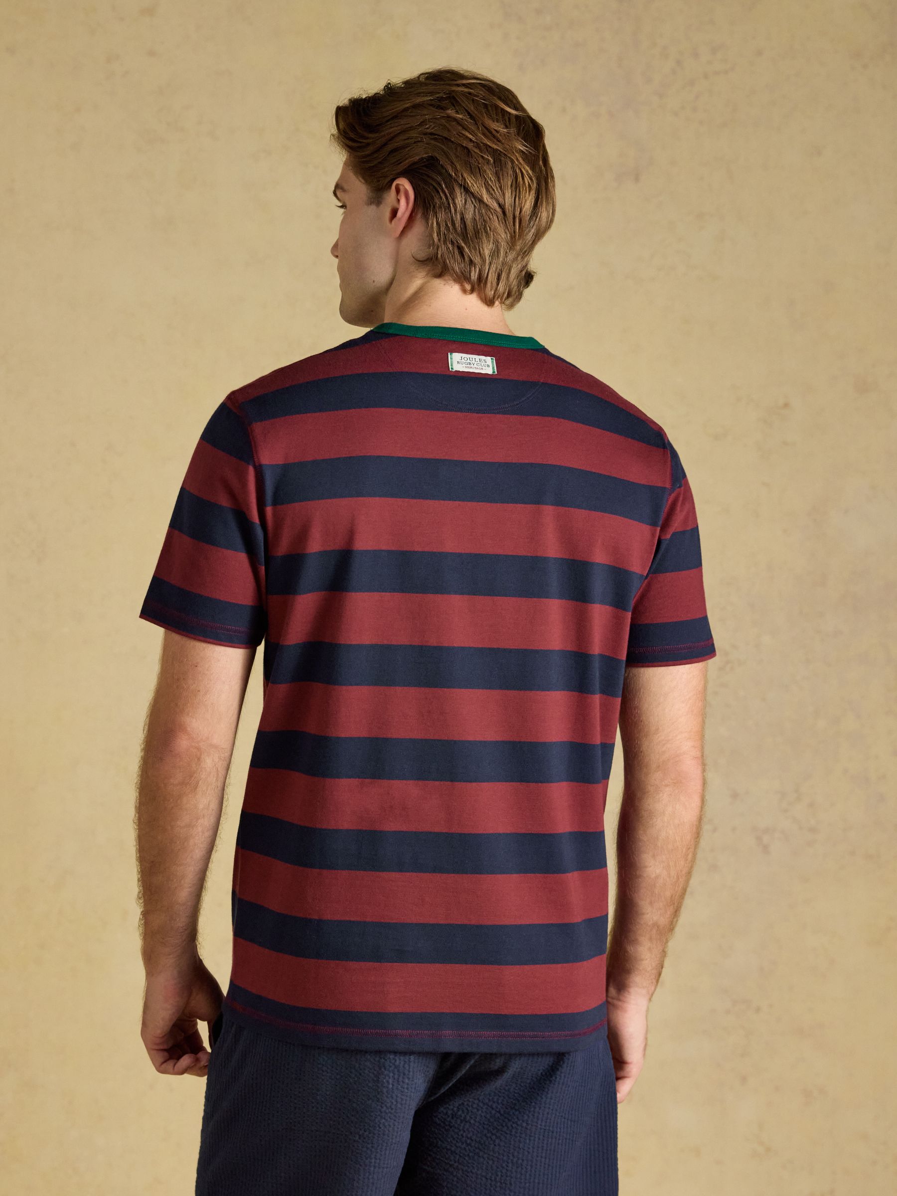 Rugby Club Navy & Red Striped Crew Neck Crew Neck Cotton T-Shirt - Image 2 of 6 Rugby Club Navy & Red Striped Crew Neck Crew Neck Cotton T-Shirt - Image 2 of 6