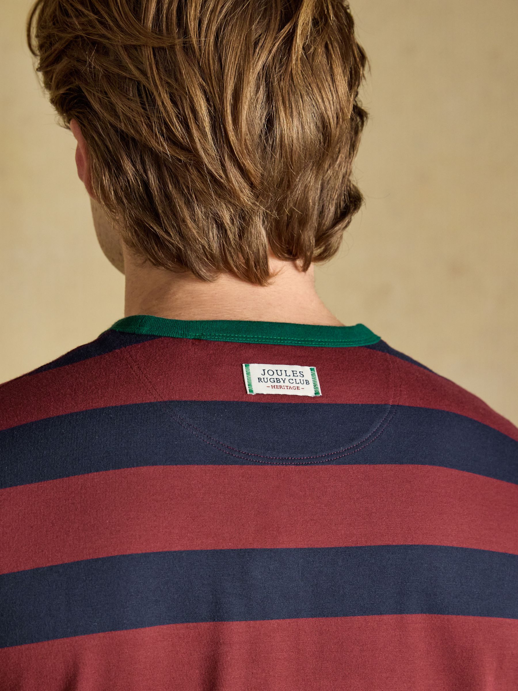 Rugby Club Navy & Red Striped Crew Neck Crew Neck Cotton T-Shirt - Image 5 of 6
