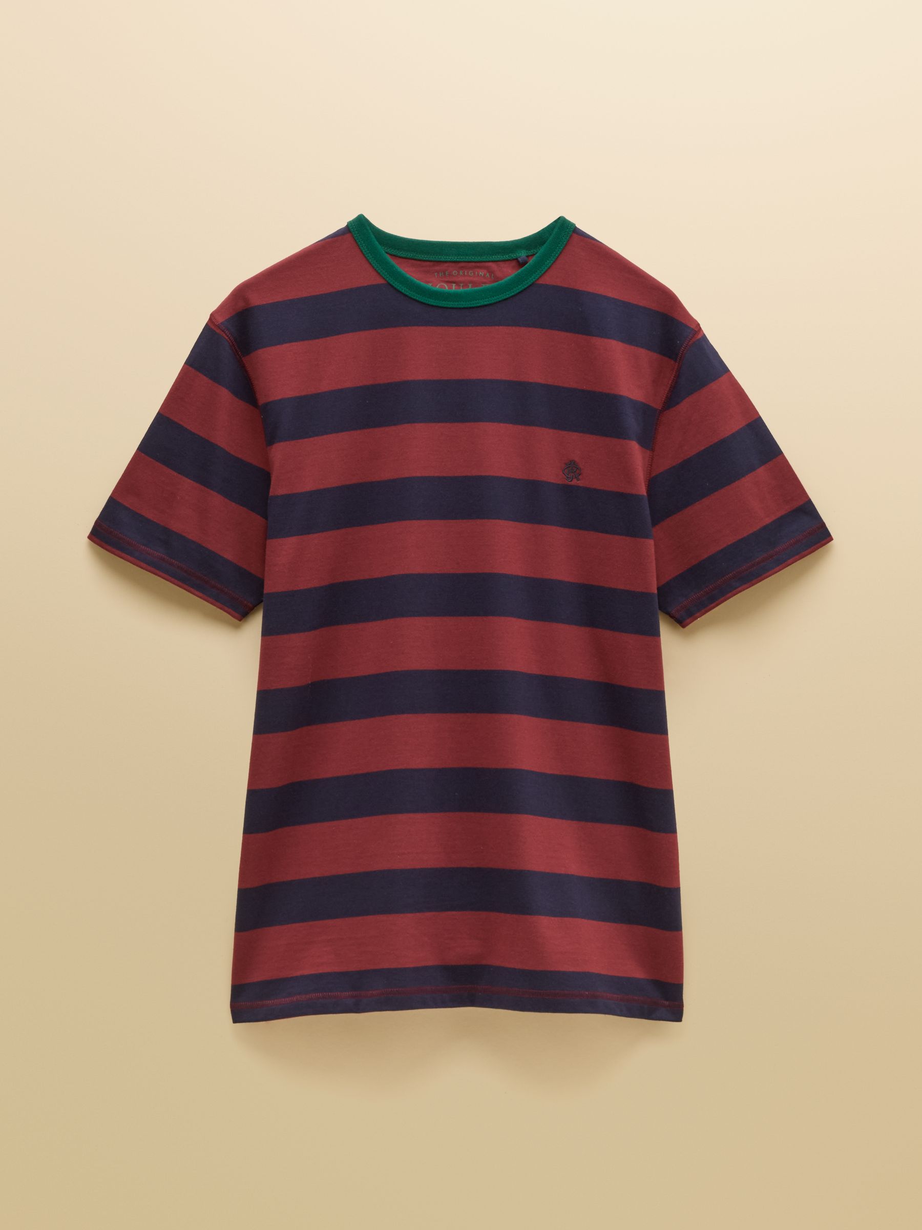 Rugby Club Navy & Red Striped Crew Neck Crew Neck Cotton T-Shirt - Image 6 of 6