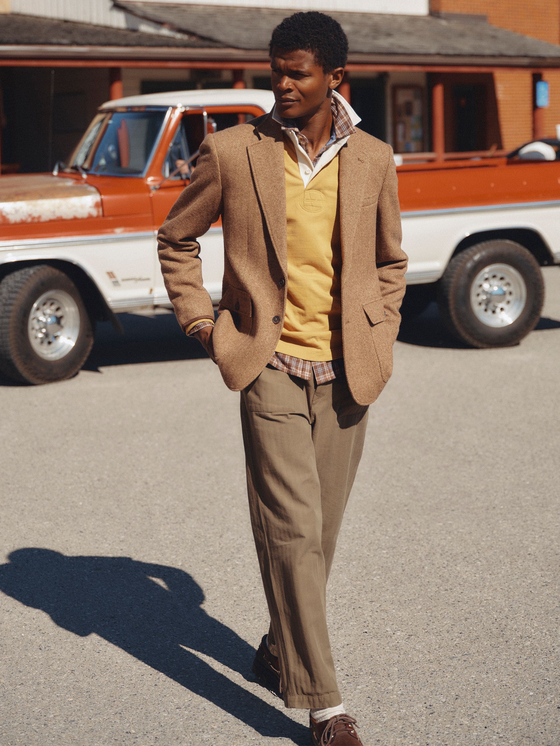 Classic Fit Khaki Green Cotton Herringbone Utility Trousers - Image 1 of 8