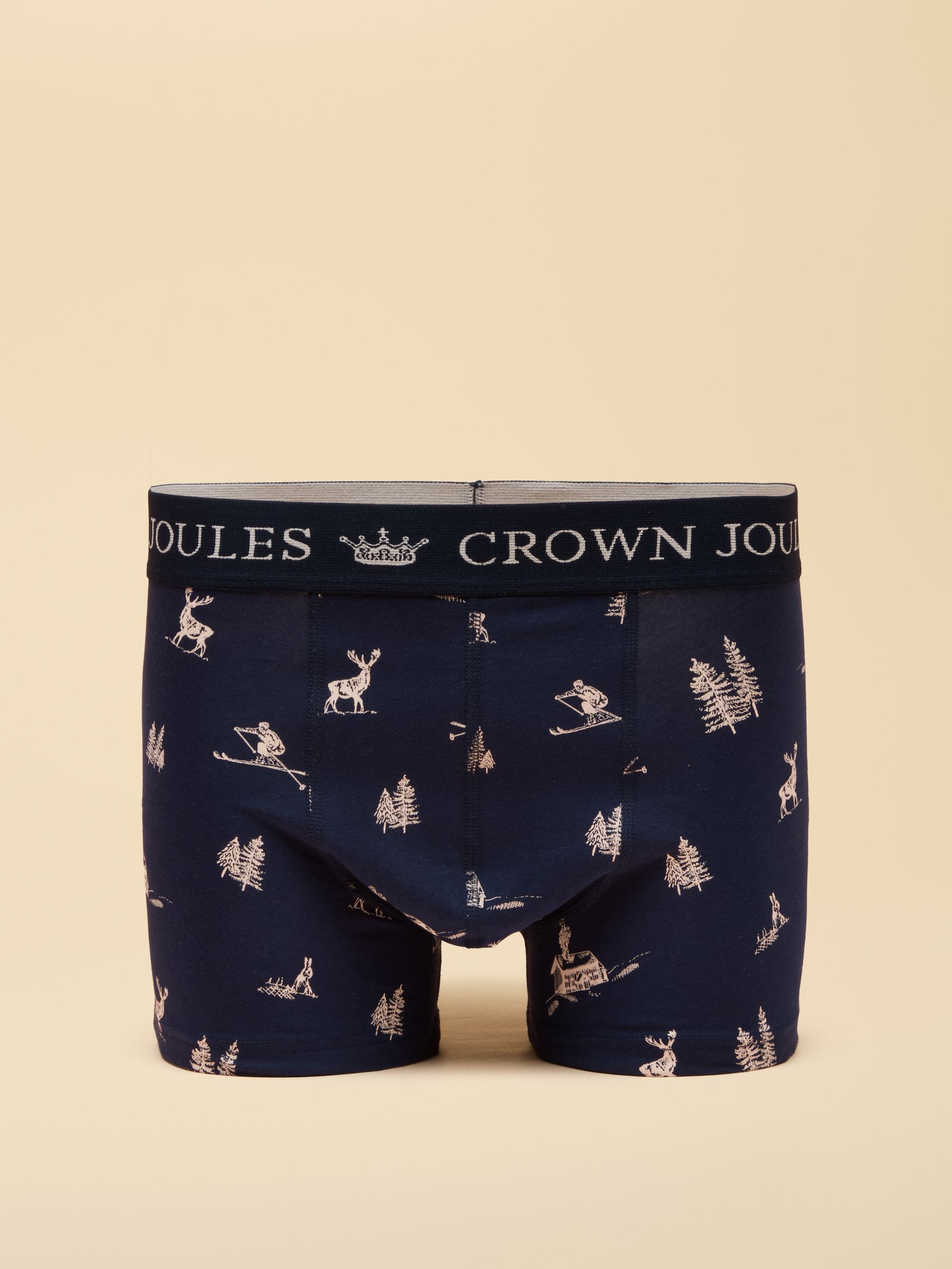 Piste Again Cream/Navy Cotton Jersey Boxer Shorts 2 pack - Image 2 of 4 Piste Again Cream/Navy Cotton Jersey Boxer Shorts 2 pack - Image 2 of 4