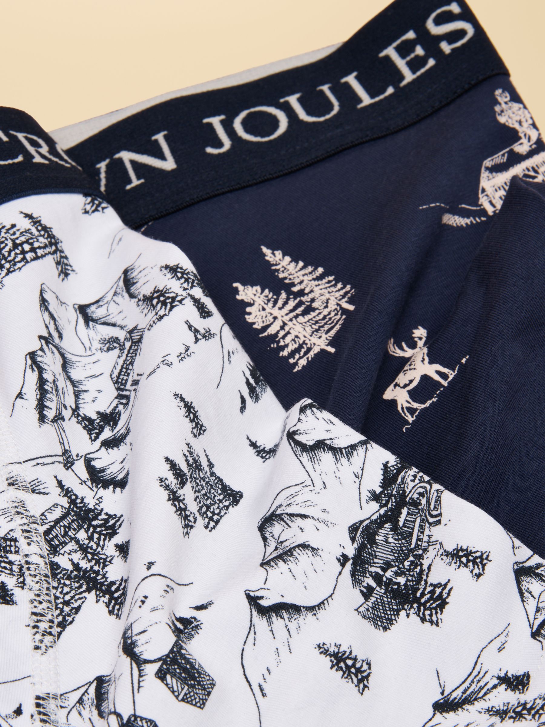 Piste Again Cream/Navy Cotton Jersey Boxer Shorts 2 pack - Image 4 of 4