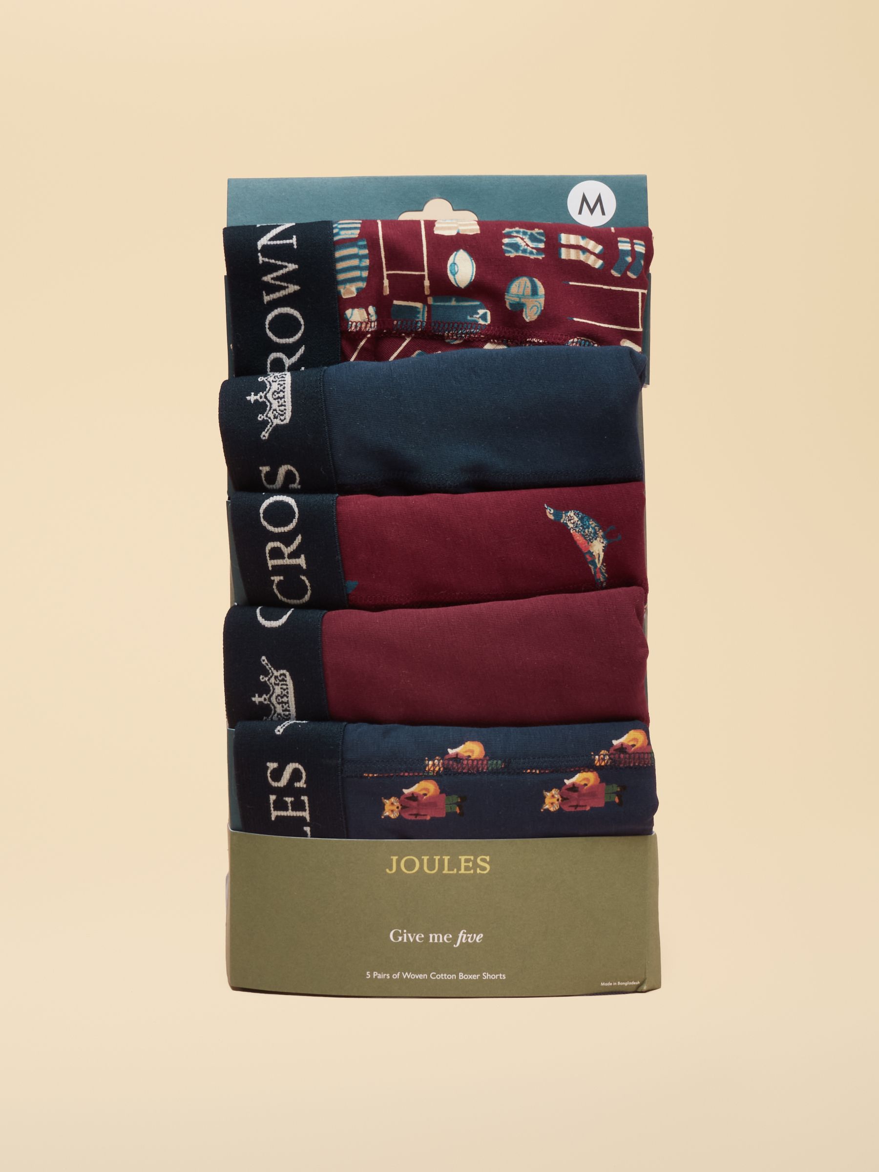 Navy/Burgandy Cotton Jersey Boxer Shorts 5 Pack - Image 7 of 8