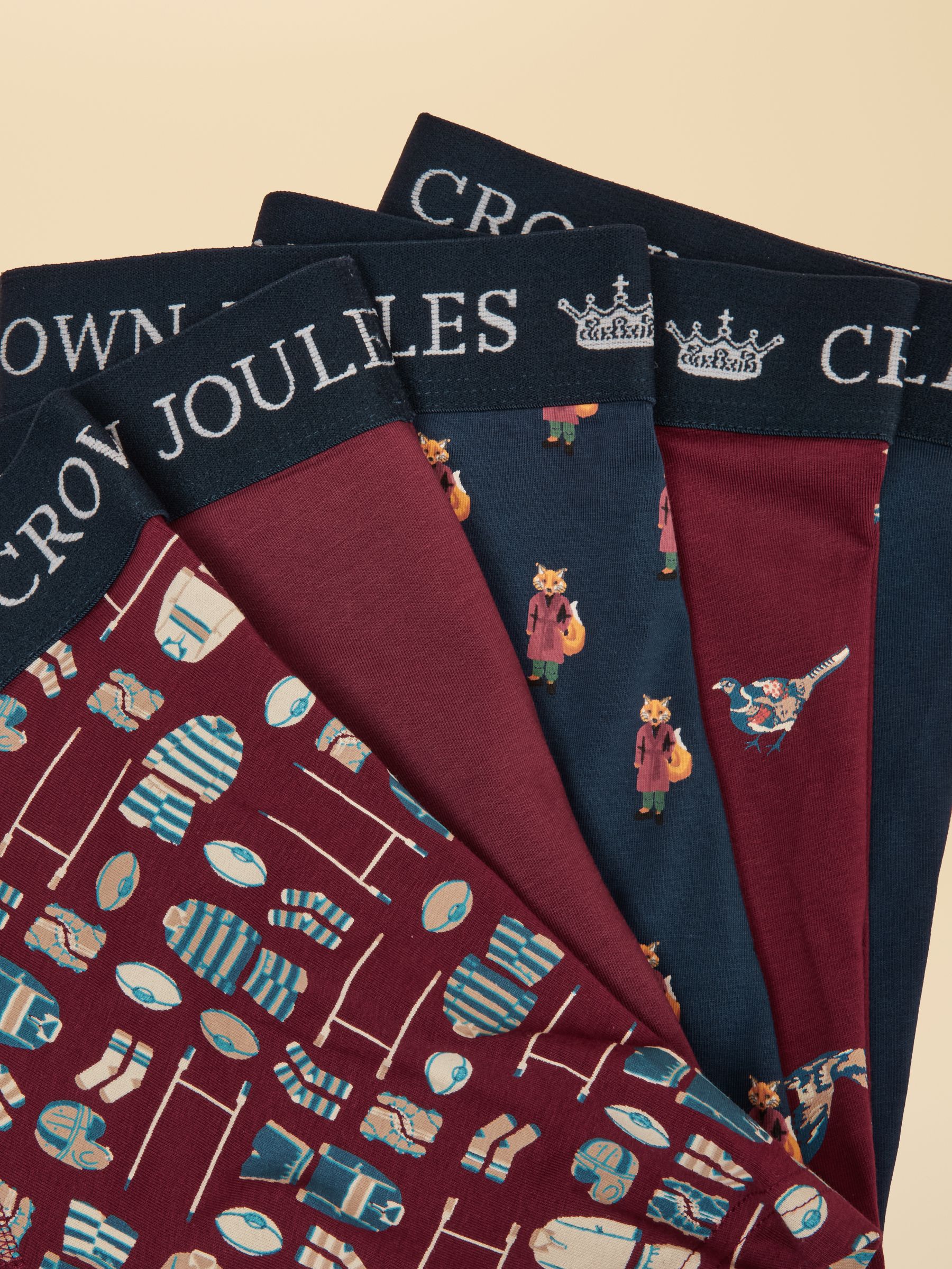 Navy/Burgandy Cotton Jersey Boxer Shorts 5 Pack - Image 8 of 8 Navy/Burgandy Cotton Jersey Boxer Shorts 5 Pack - Image 8 of 8