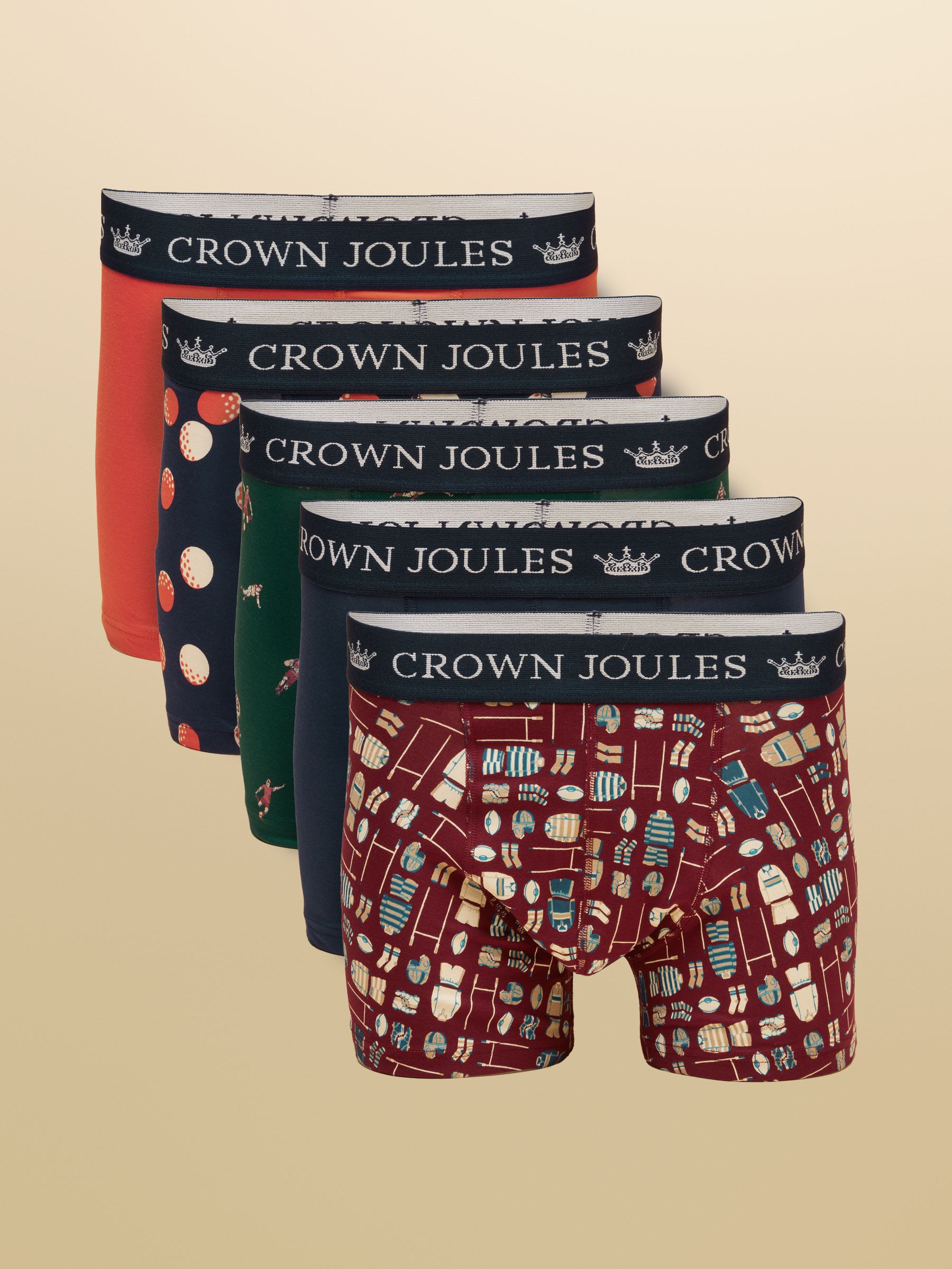 Multi Sports Cotton Jersey Boxer Shorts 5 Pack - Image 1 of 8