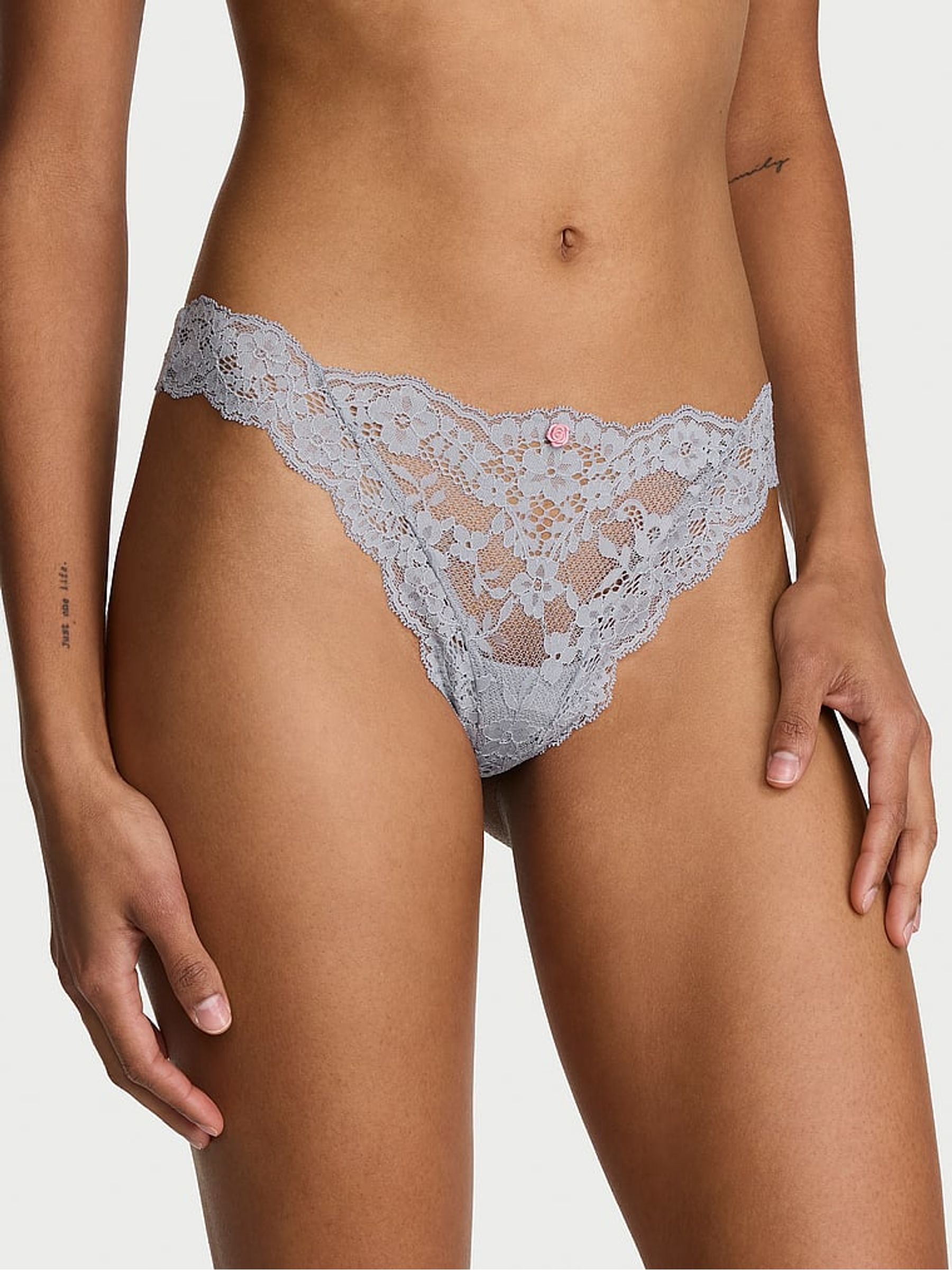 Starstruck Grey Thong Lace Knickers - Image 1 of 2
