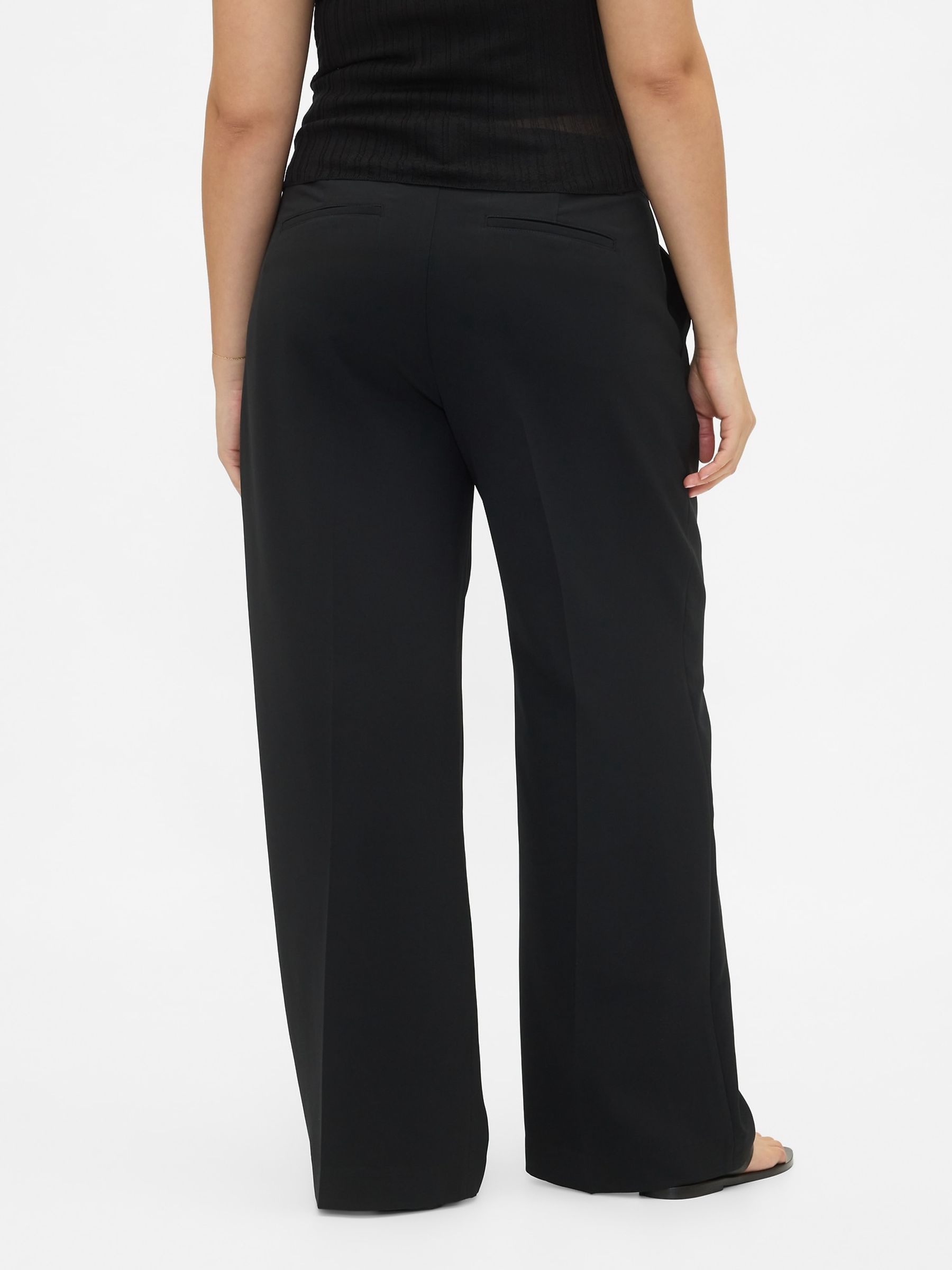 Black 365 Low Waisted Pleated Wide-Leg Trousers - Image 7 of 7