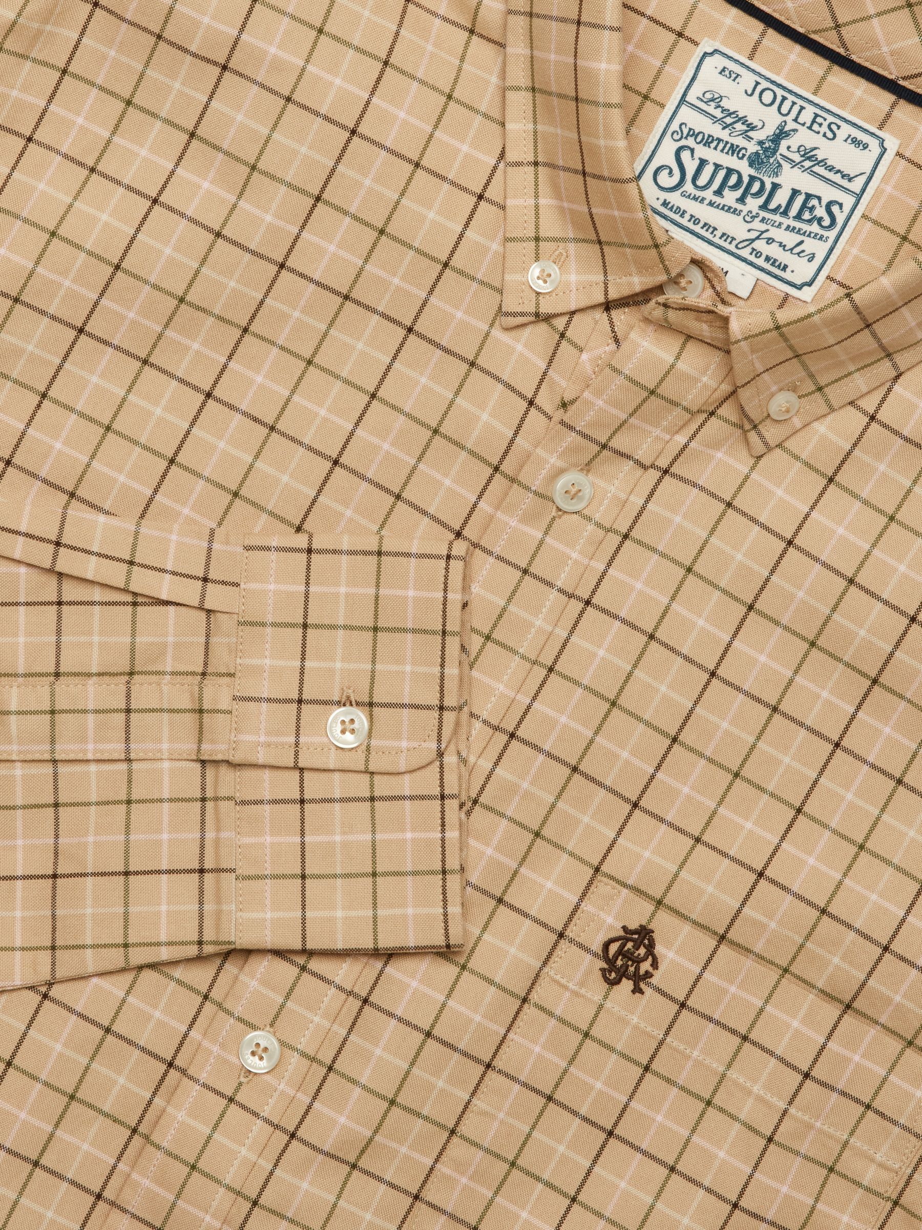 Oatmeal Checked Classic Fit Cotton Oxford Shirt - Image 2 of 10