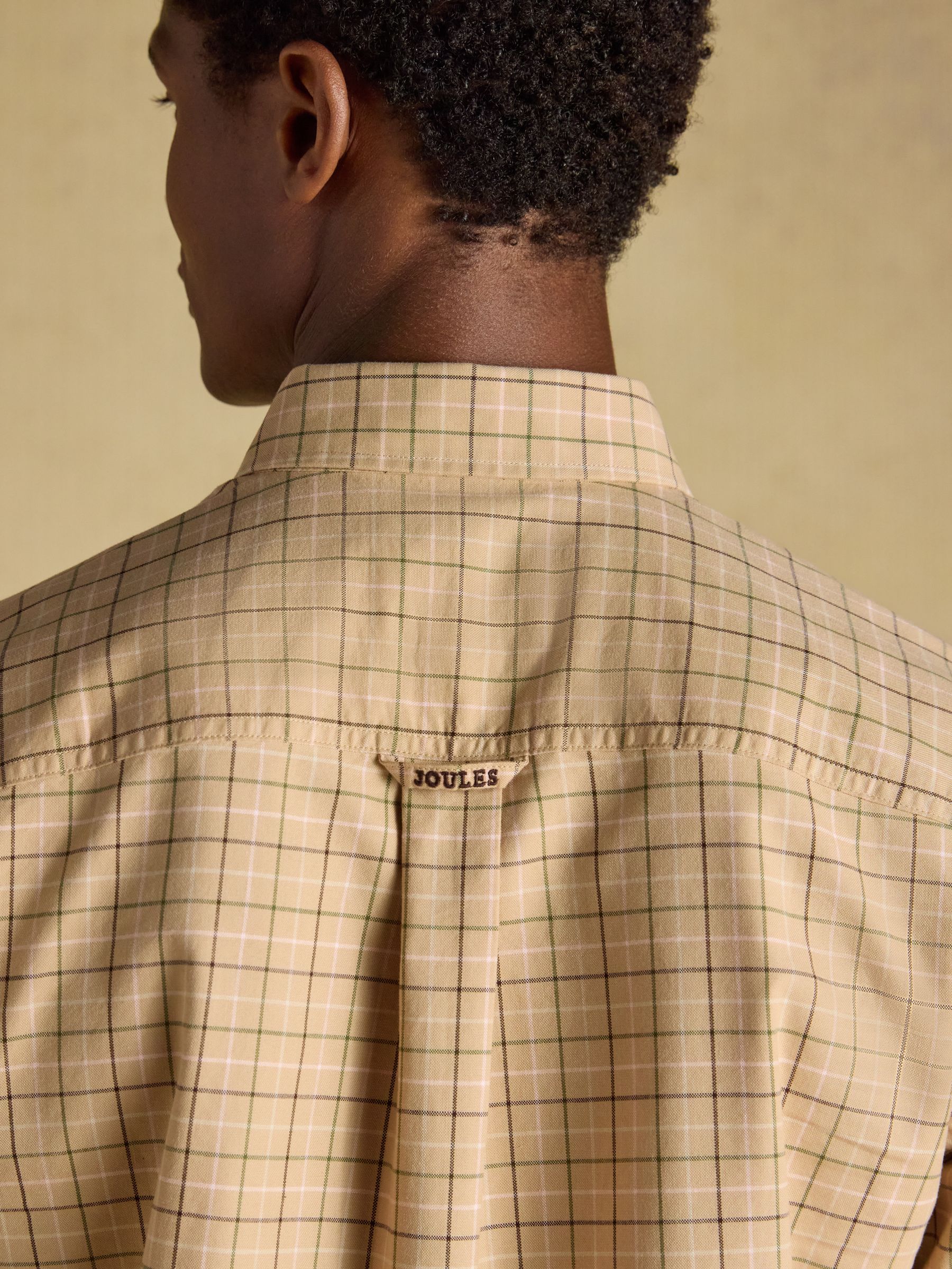 Oatmeal Checked Classic Fit Cotton Oxford Shirt - Image 7 of 10