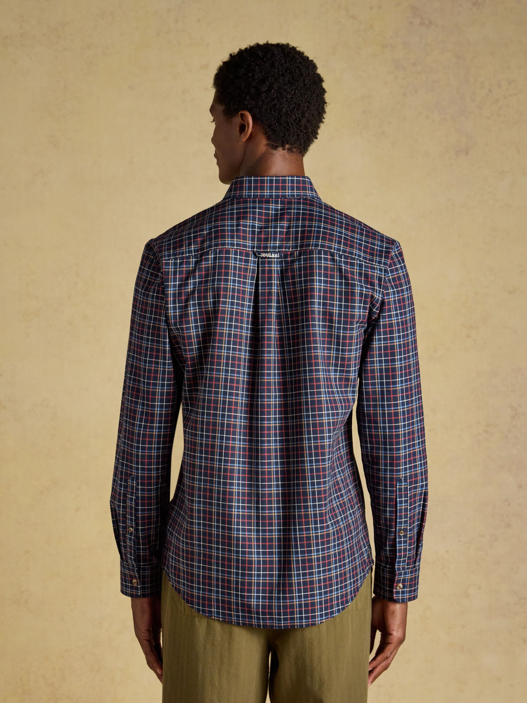 Navy & Red Checked Classic Fit Cotton Oxford Shirt - Image 3 of 10