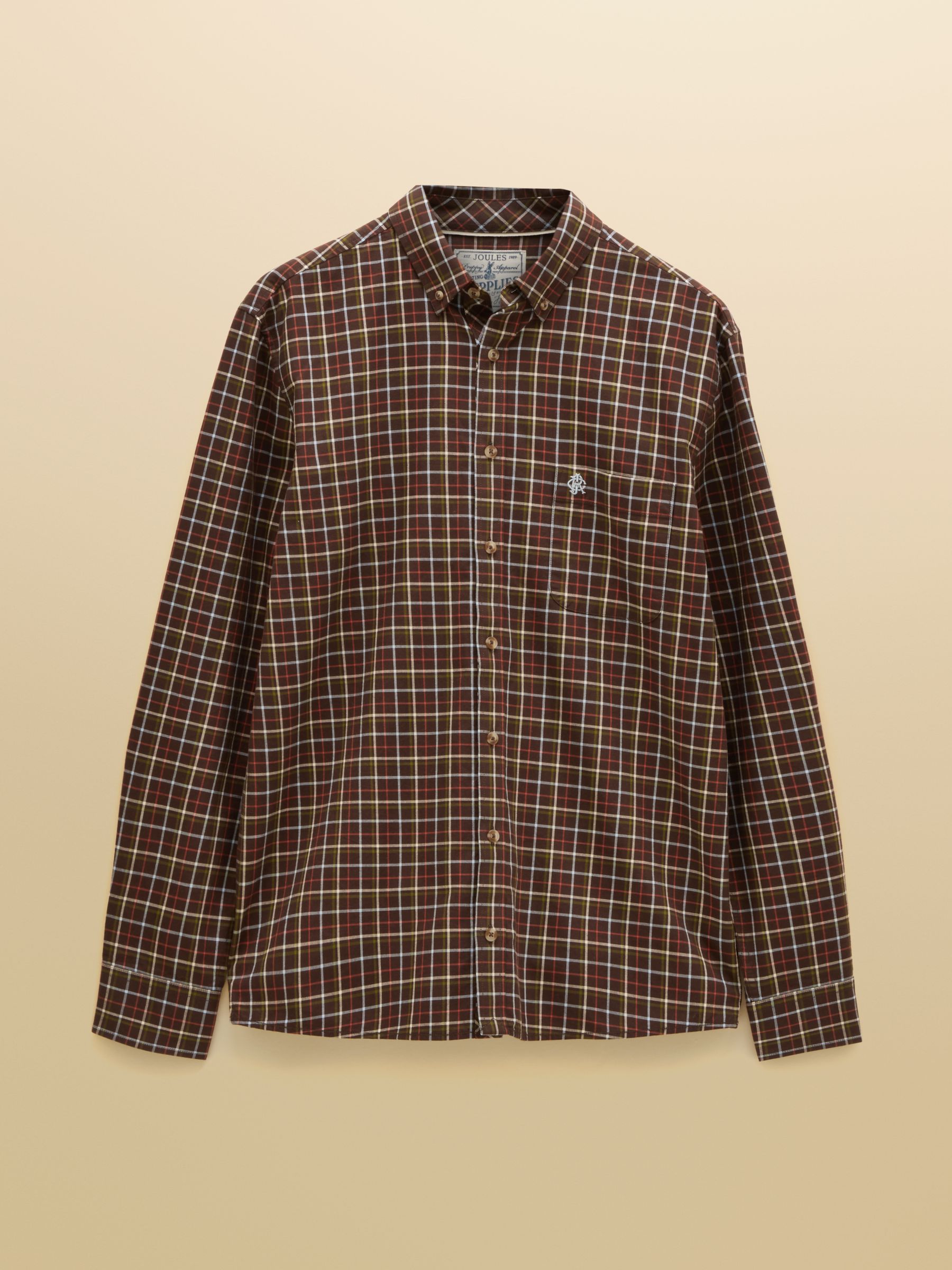 Chocolate Brown Checked Classic Fit Cotton Oxford Shirt - Image 11 of 11 Chocolate Brown Checked Classic Fit Cotton Oxford Shirt - Image 11 of 11