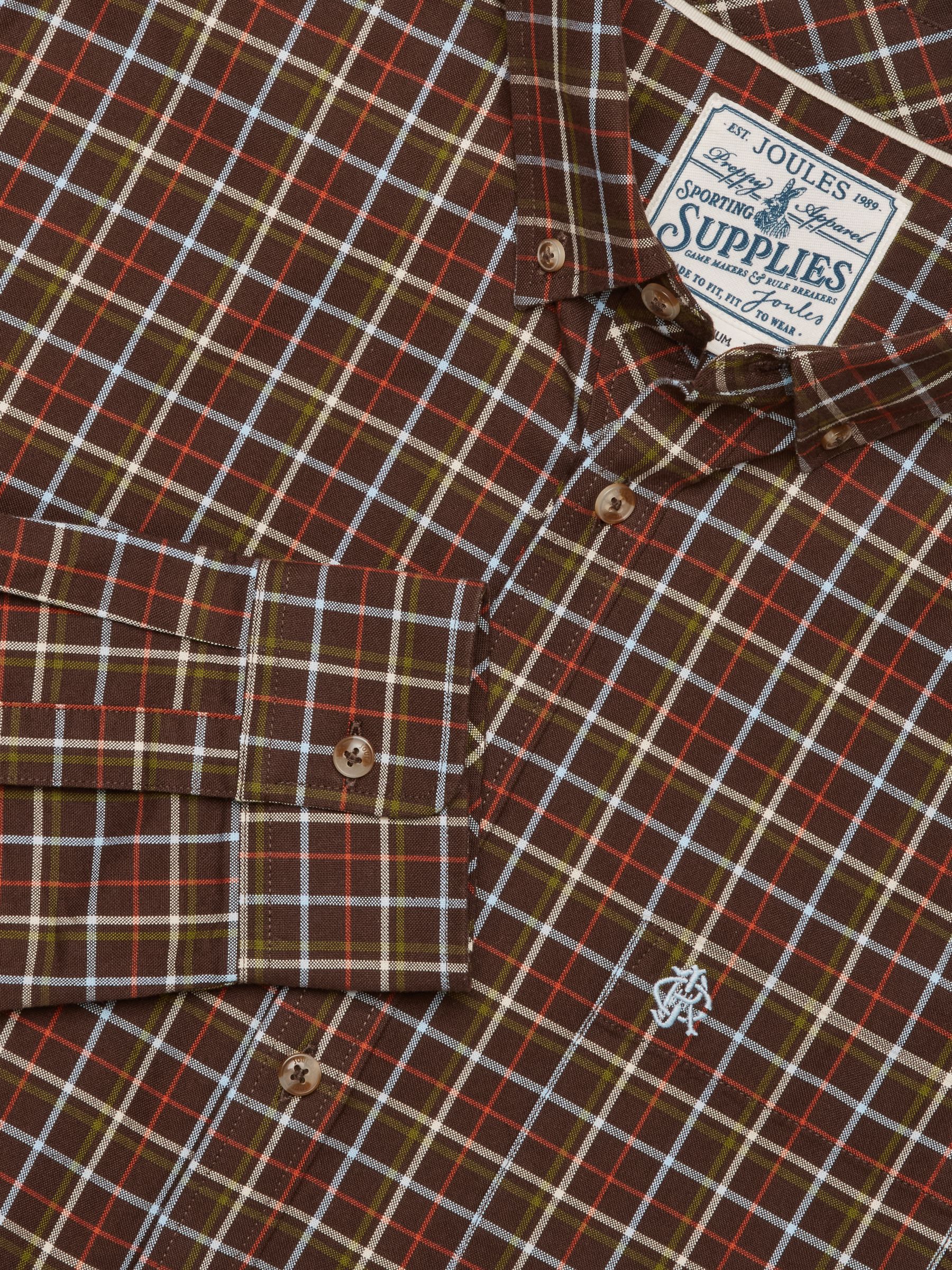 Chocolate Brown Checked Classic Fit Cotton Oxford Shirt - Image 2 of 11