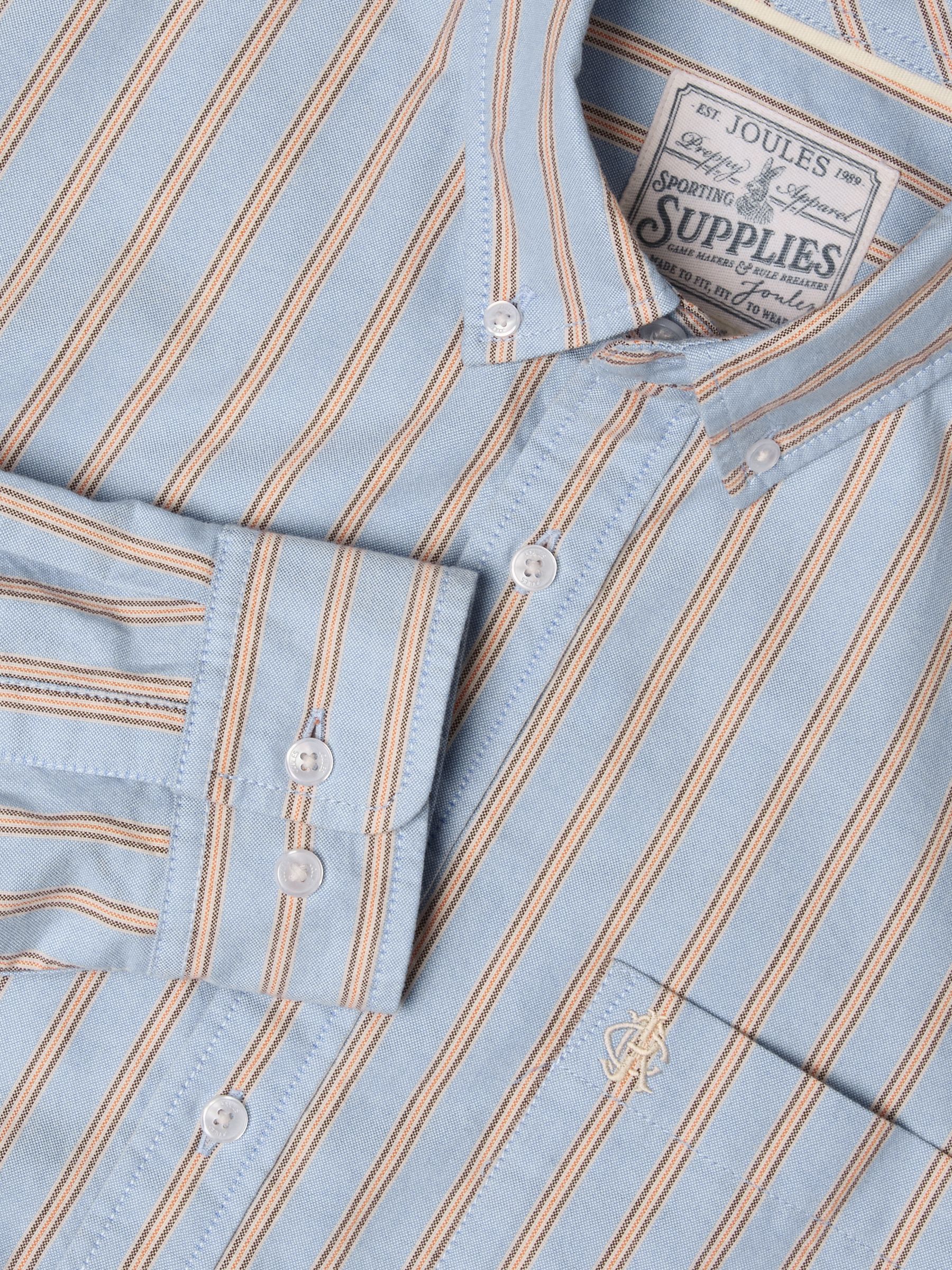 Blue & Orange Striped Classic Fit Cotton Oxford Shirt - Image 2 of 8