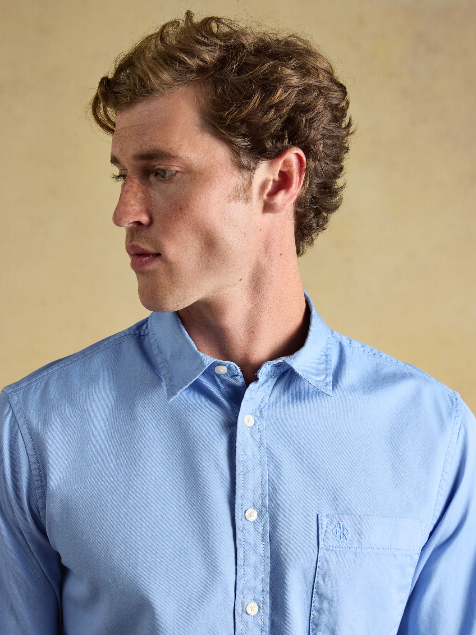 Blue Garment Dyed Cotton Twill Long Sleeve Shirt - Image 4 of 10