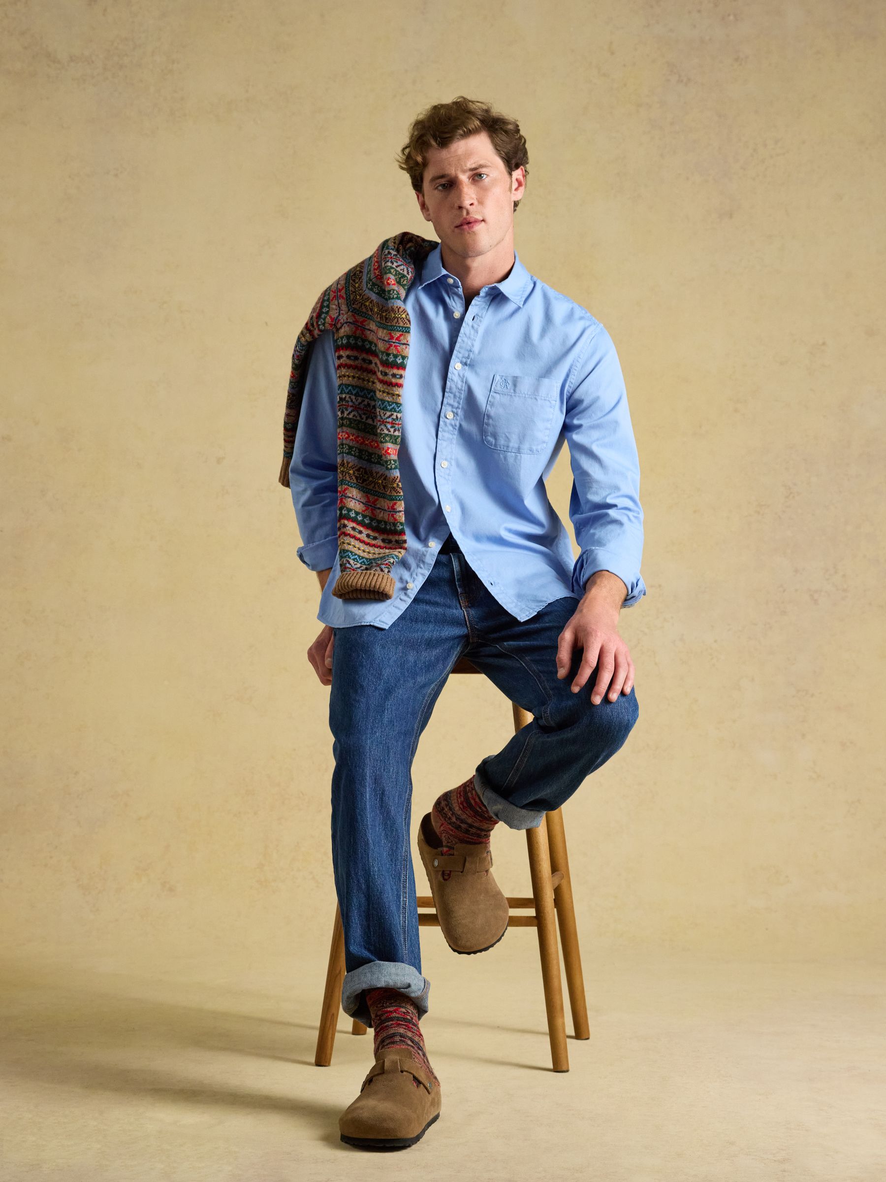 Blue Garment Dyed Cotton Twill Long Sleeve Shirt - Image 5 of 10
