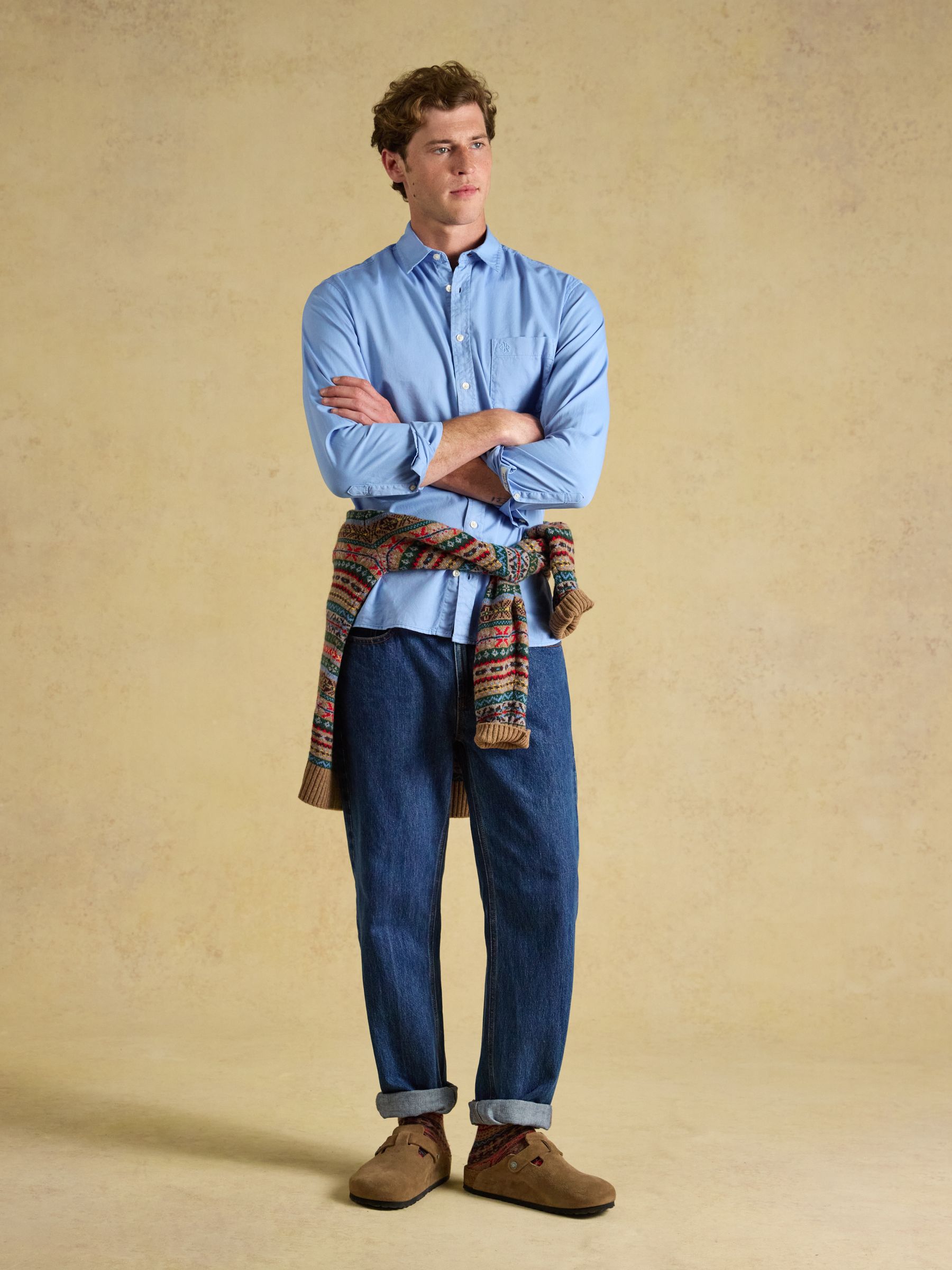 Blue Garment Dyed Cotton Twill Long Sleeve Shirt - Image 7 of 10
