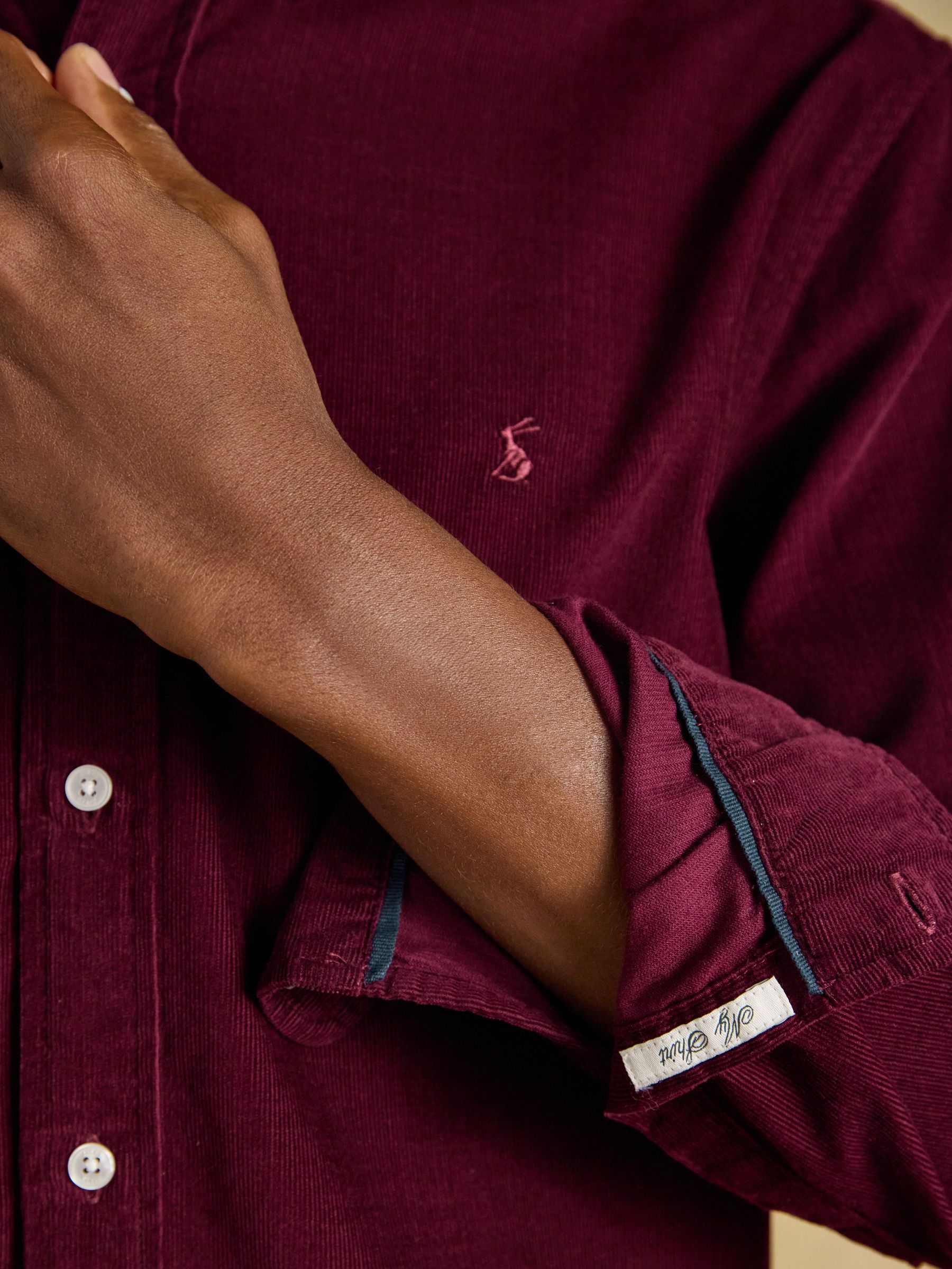 Burgundy Red Long Sleeve Fine Needle Cord Shirt - Image 4 of 7