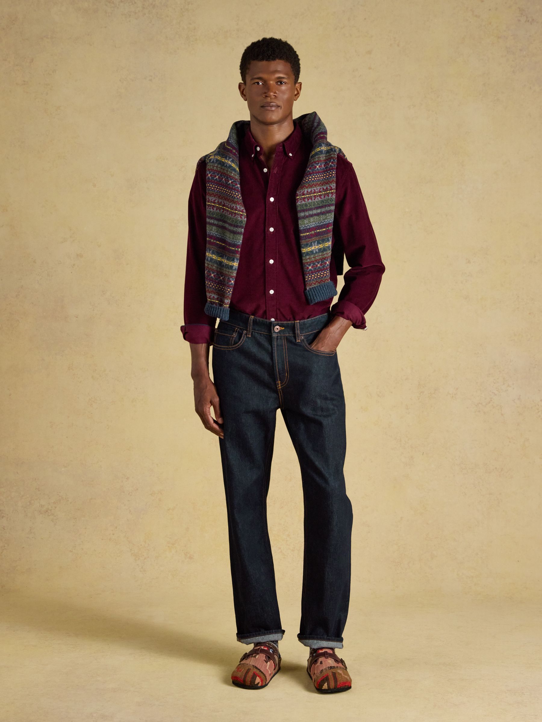Burgundy Red Long Sleeve Fine Needle Cord Shirt - Image 5 of 7