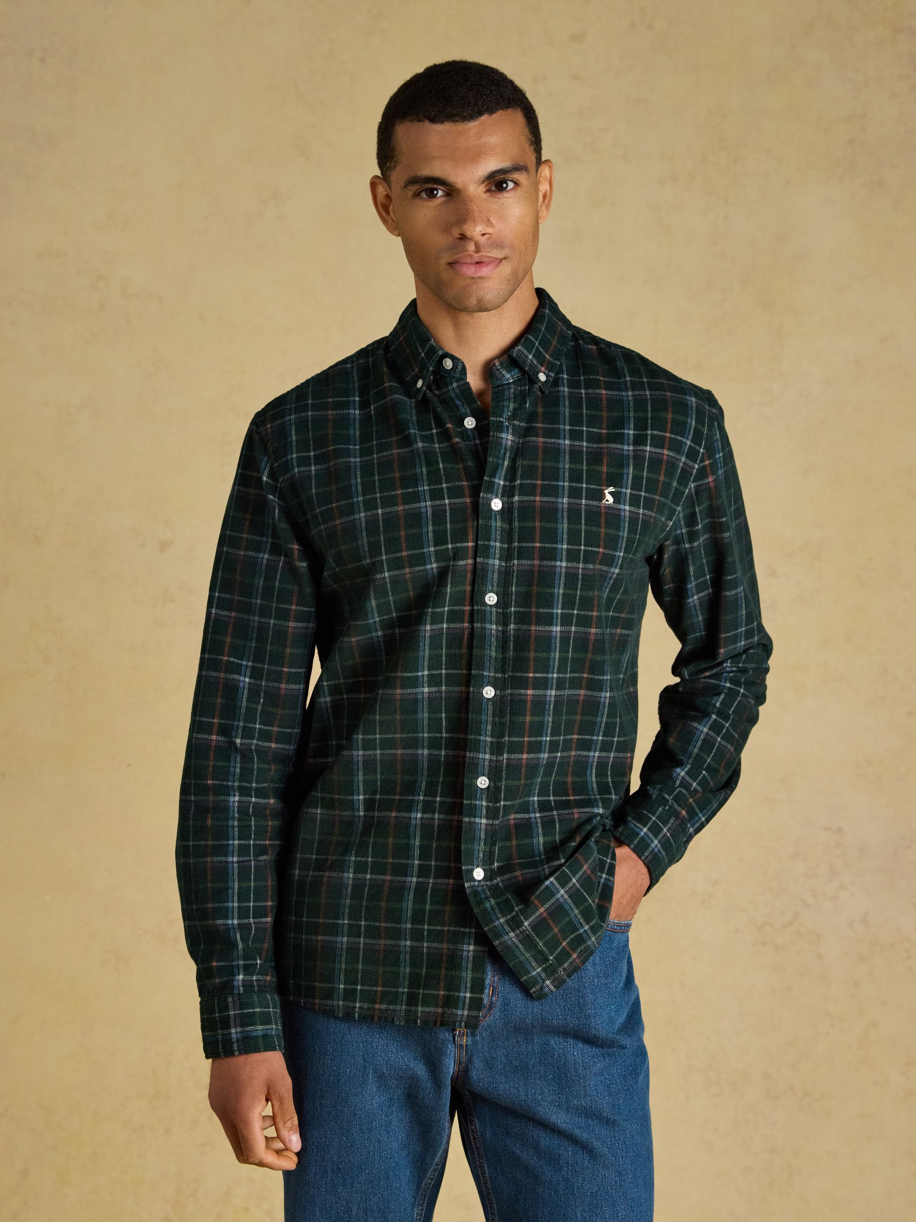 Green Check Long Sleeve Fine Needle Cord Shirt - Image 1 of 11