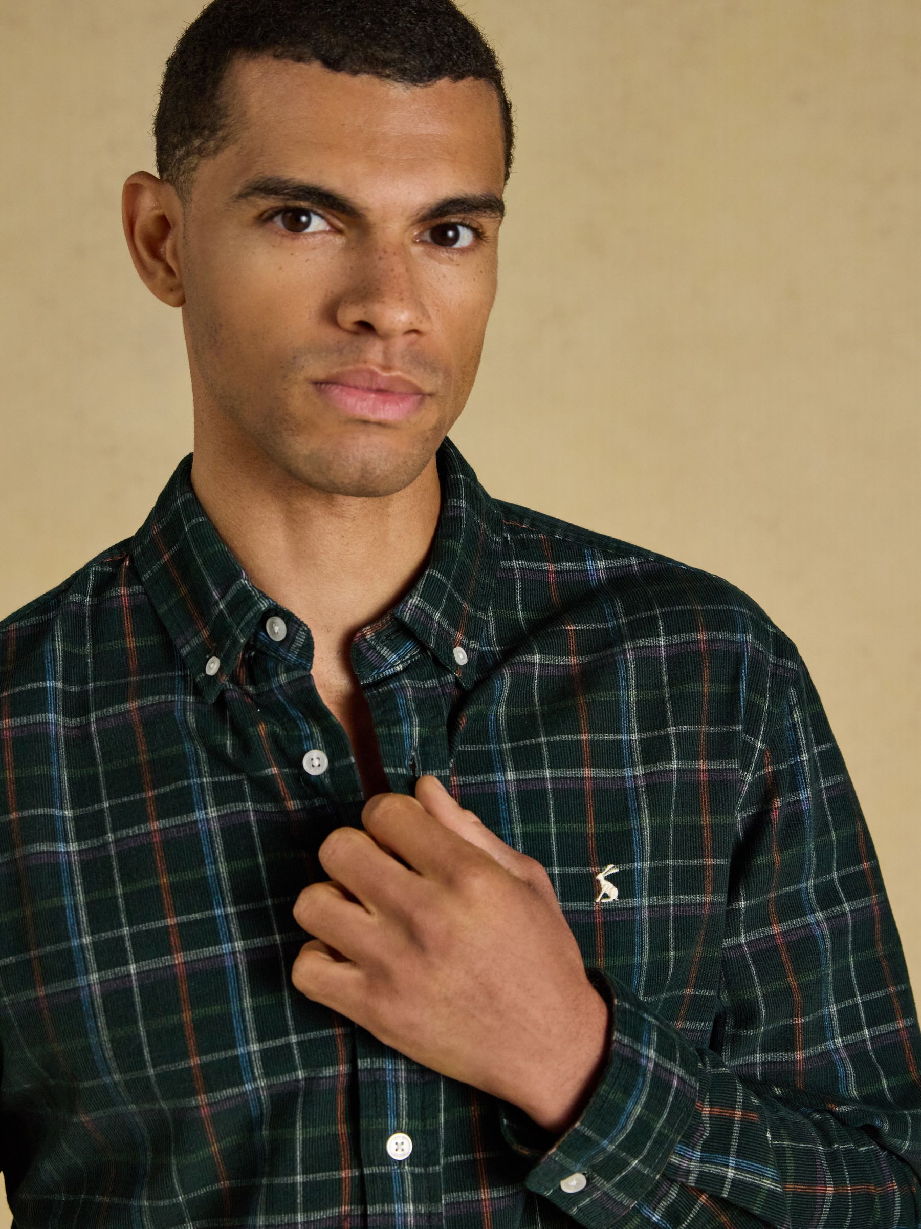 Green Check Long Sleeve Fine Needle Cord Shirt - Image 3 of 11