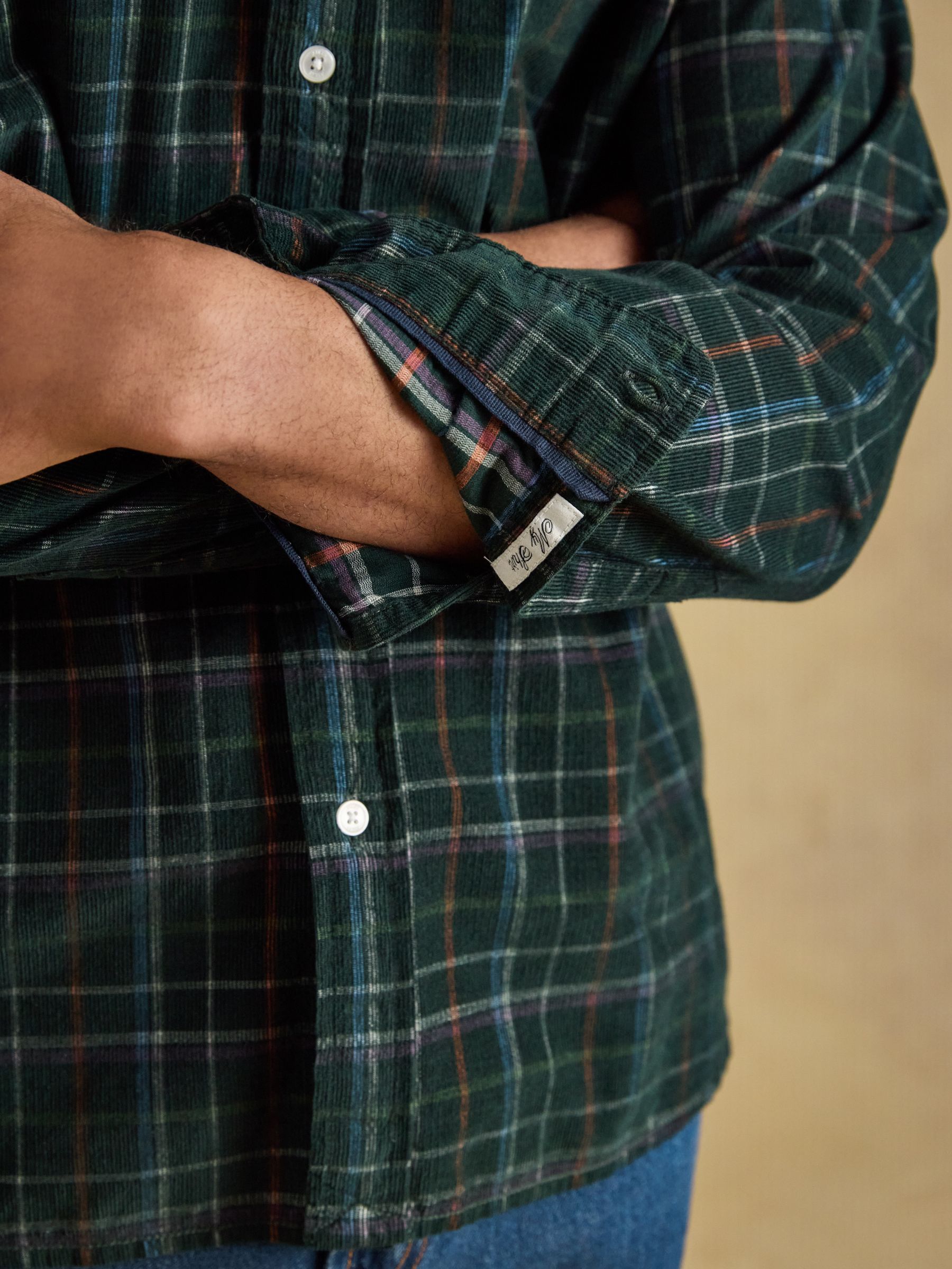 Green Check Long Sleeve Fine Needle Cord Shirt - Image 4 of 11