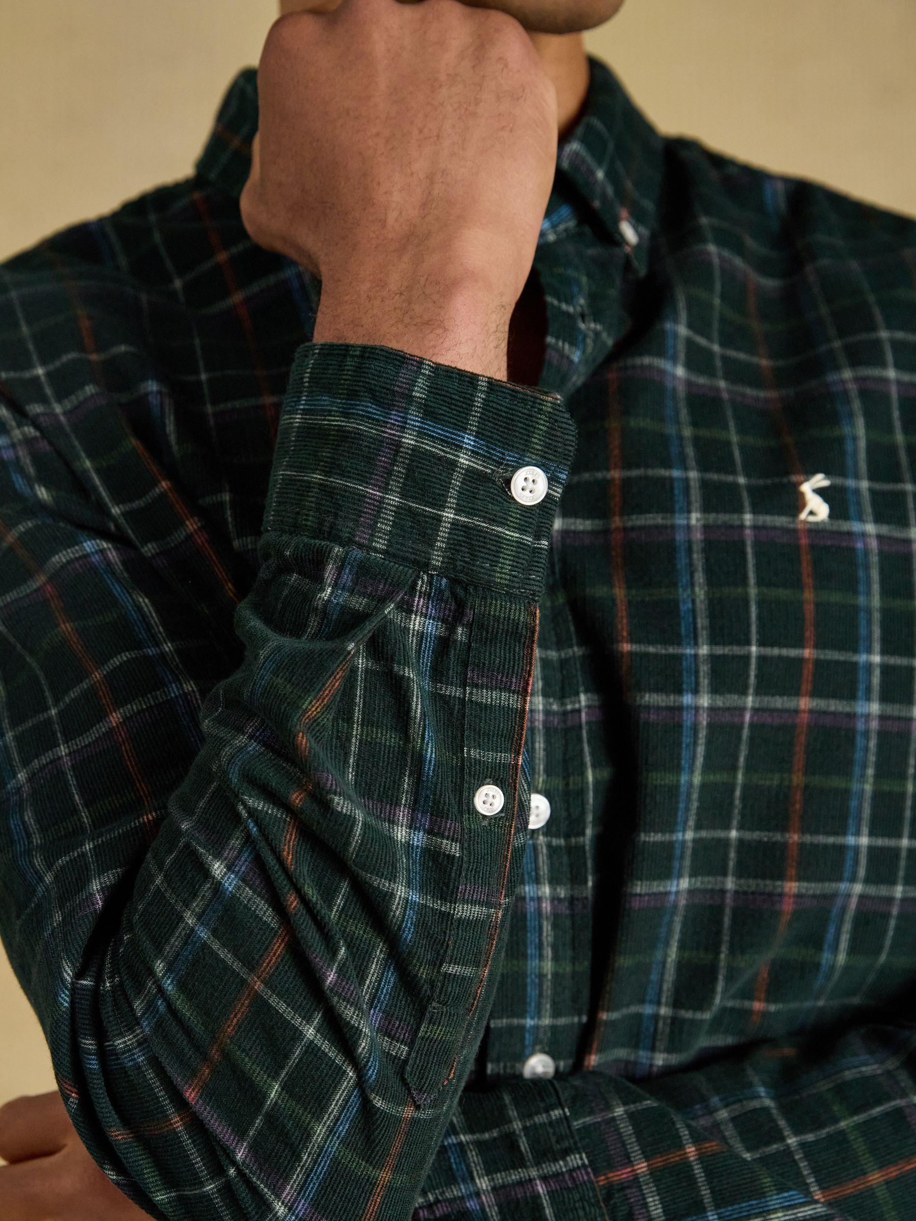 Green Check Long Sleeve Fine Needle Cord Shirt - Image 6 of 11