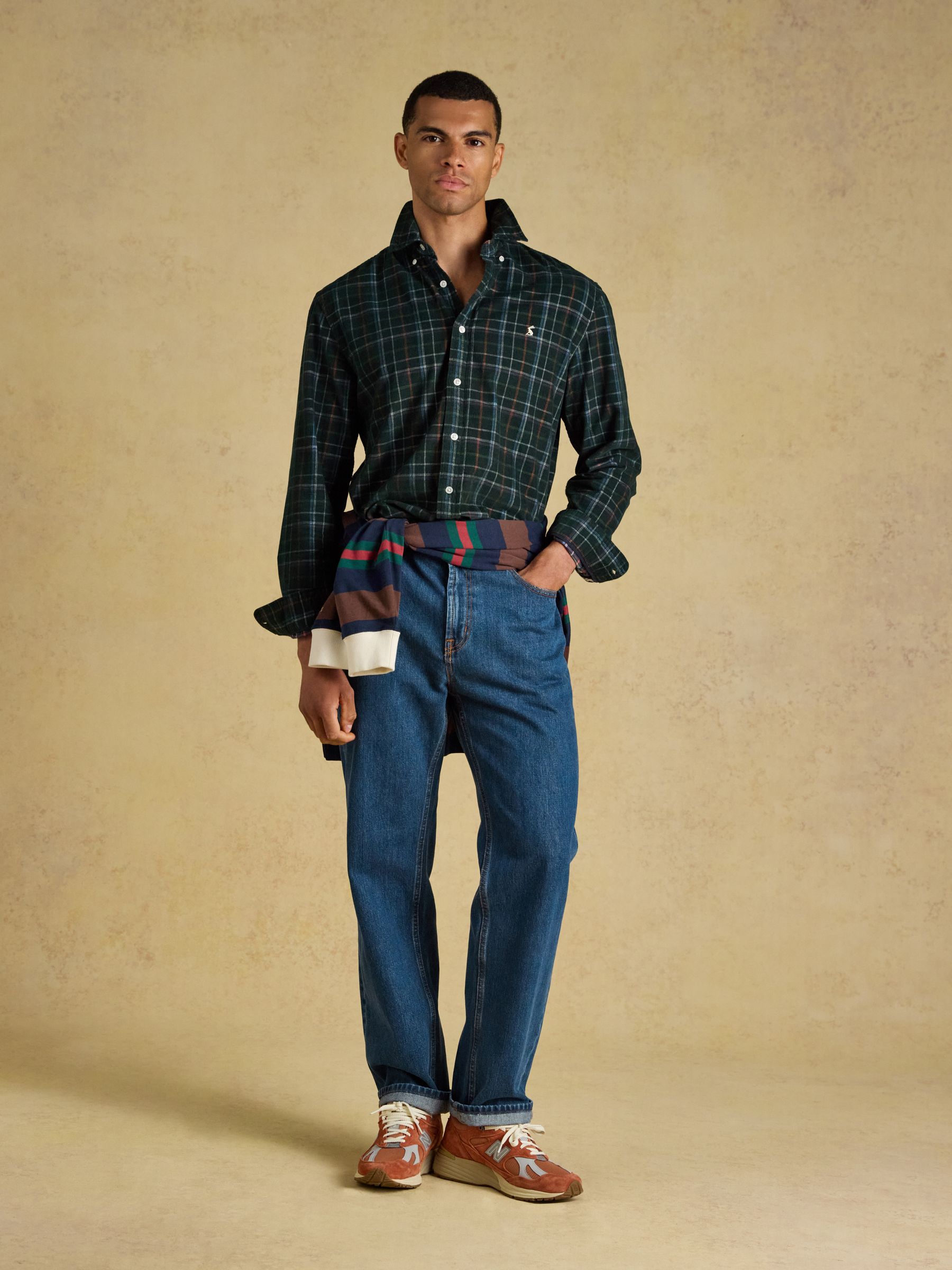 Green Check Long Sleeve Fine Needle Cord Shirt - Image 8 of 11