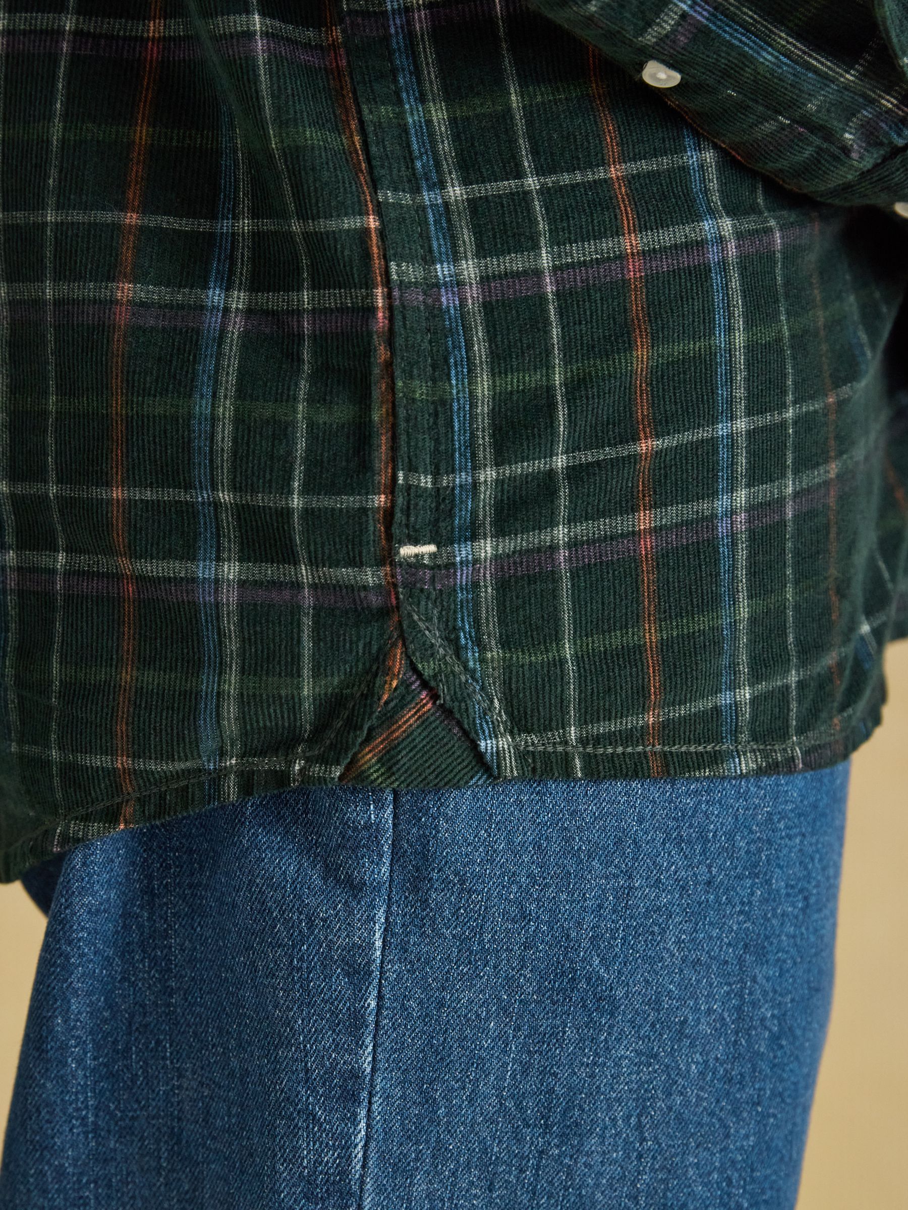 Green Check Long Sleeve Fine Needle Cord Shirt - Image 9 of 11