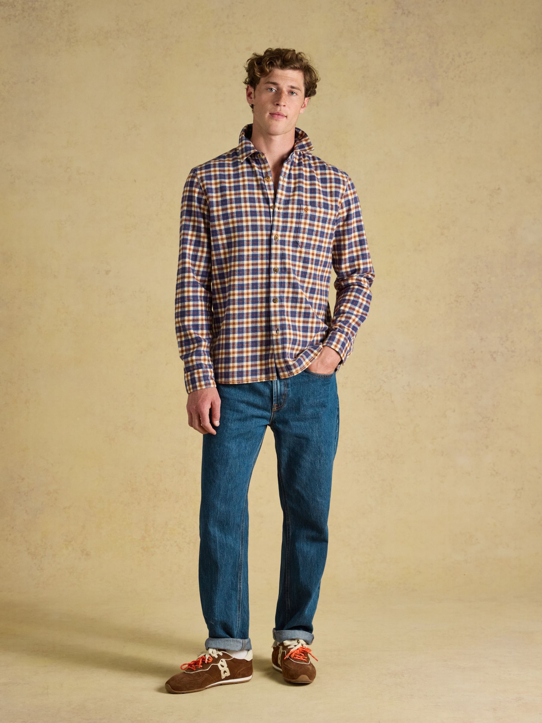Navy Long Sleeve Brushed Flannel Shirt - Image 10 of 11