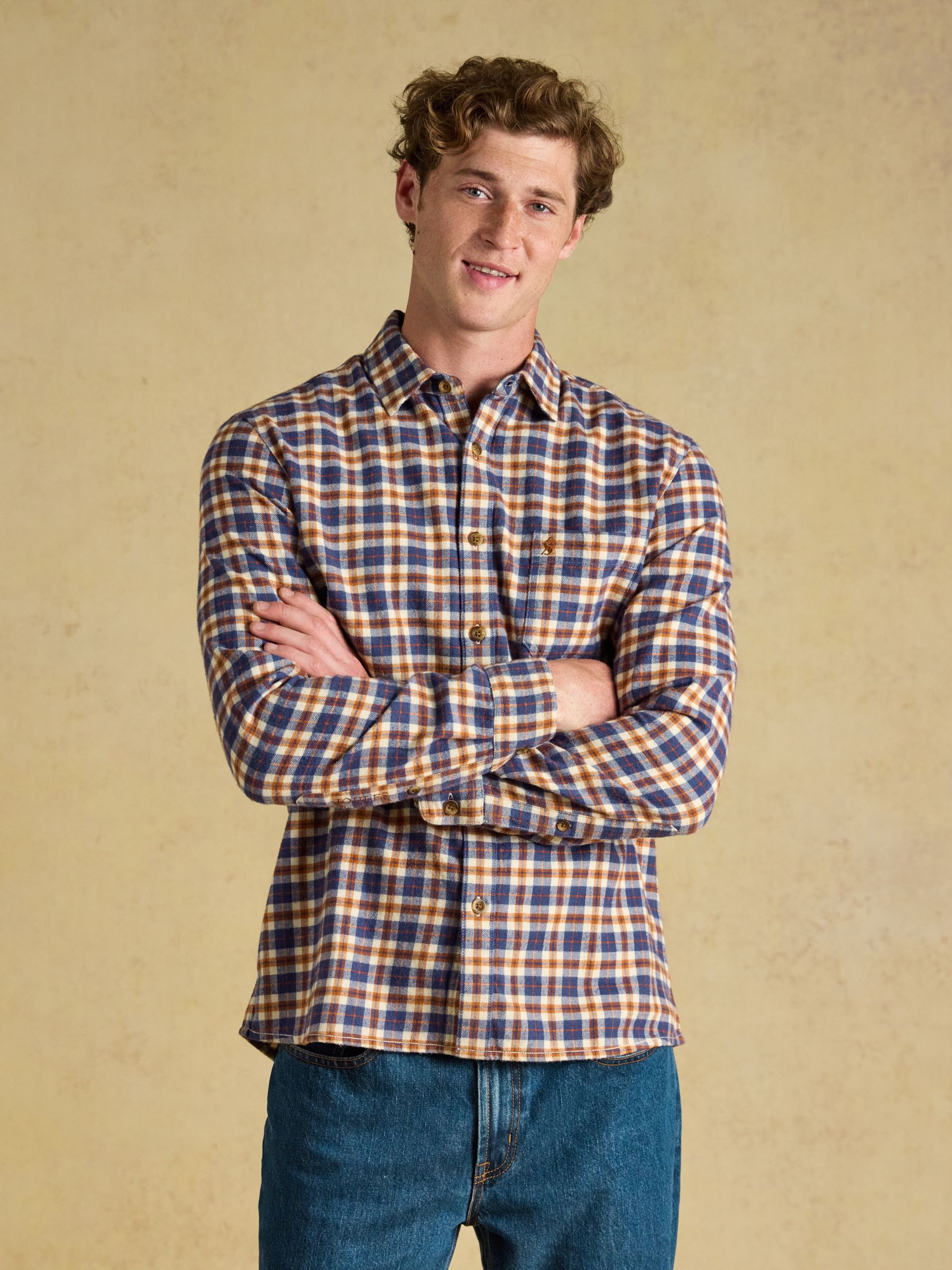 Navy Long Sleeve Brushed Flannel Shirt - Image 2 of 11 Navy Long Sleeve Brushed Flannel Shirt - Image 2 of 11