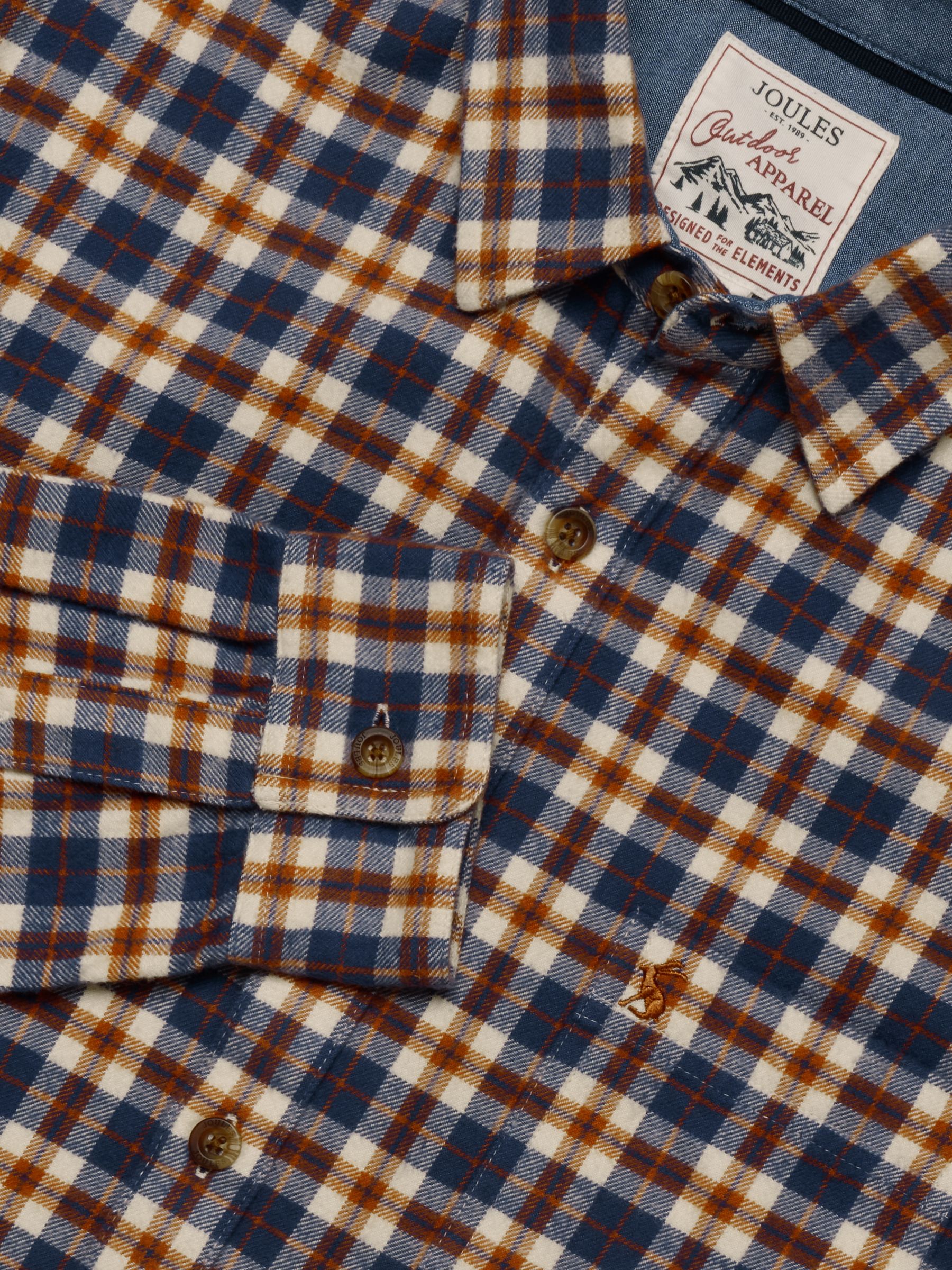 Navy Long Sleeve Brushed Flannel Shirt - Image 3 of 11