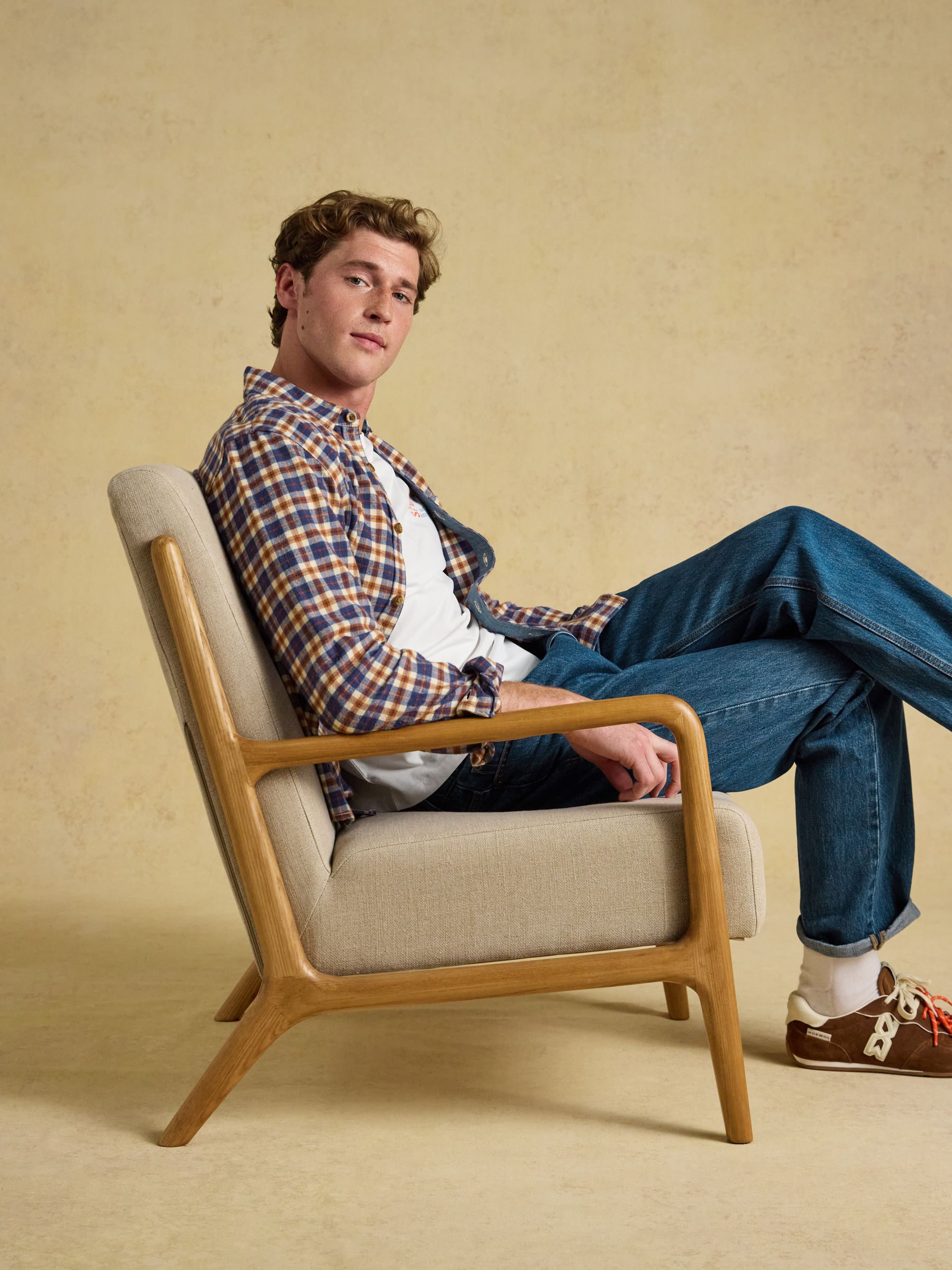 Navy Long Sleeve Brushed Flannel Shirt - Image 7 of 11