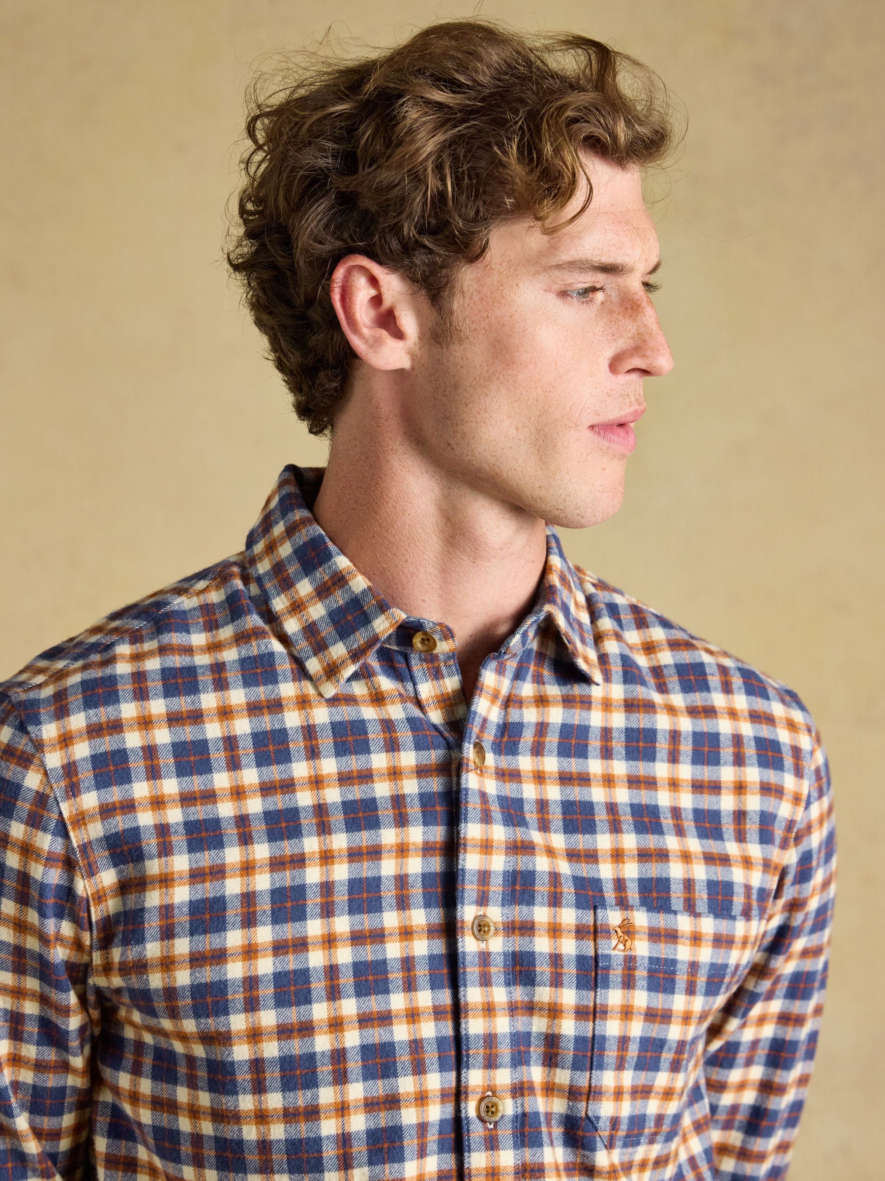 Navy Long Sleeve Brushed Flannel Shirt - Image 8 of 11