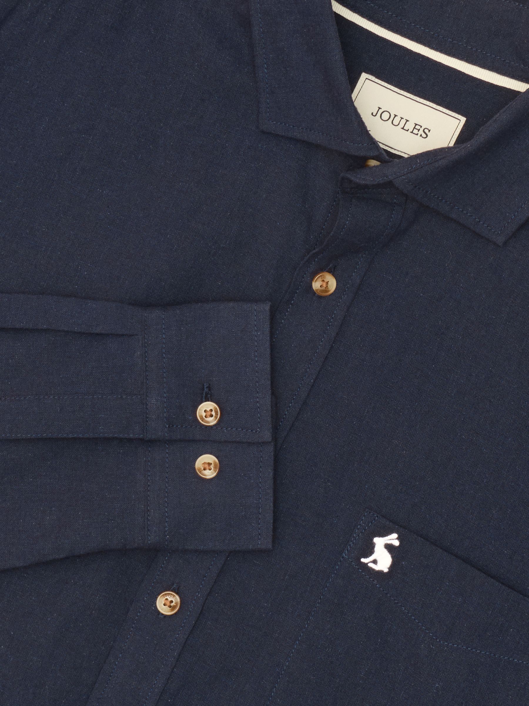 Navy Linen Blend Long Sleeve Shirt - Image 2 of 8