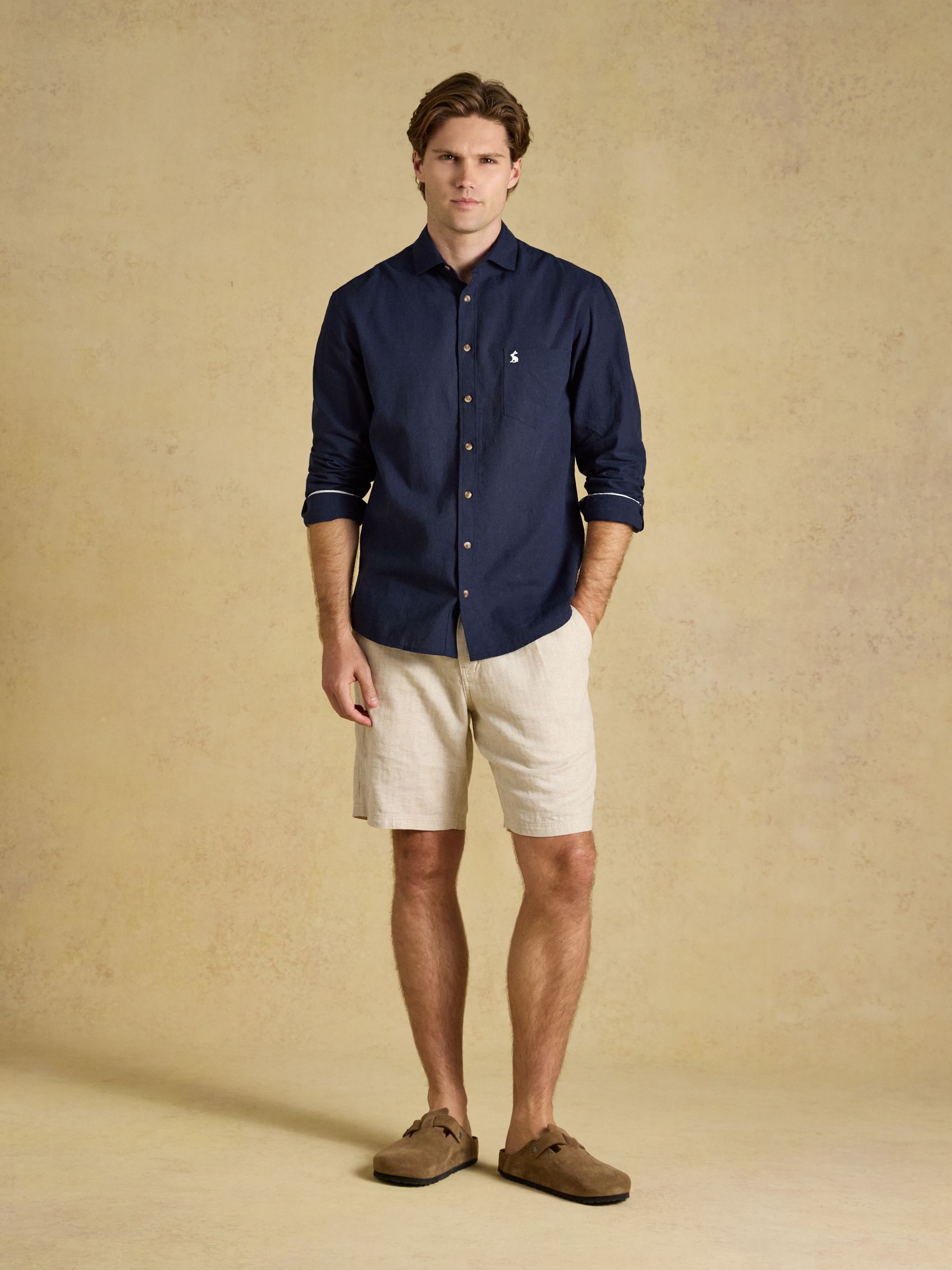 Navy Linen Blend Long Sleeve Shirt - Image 6 of 8