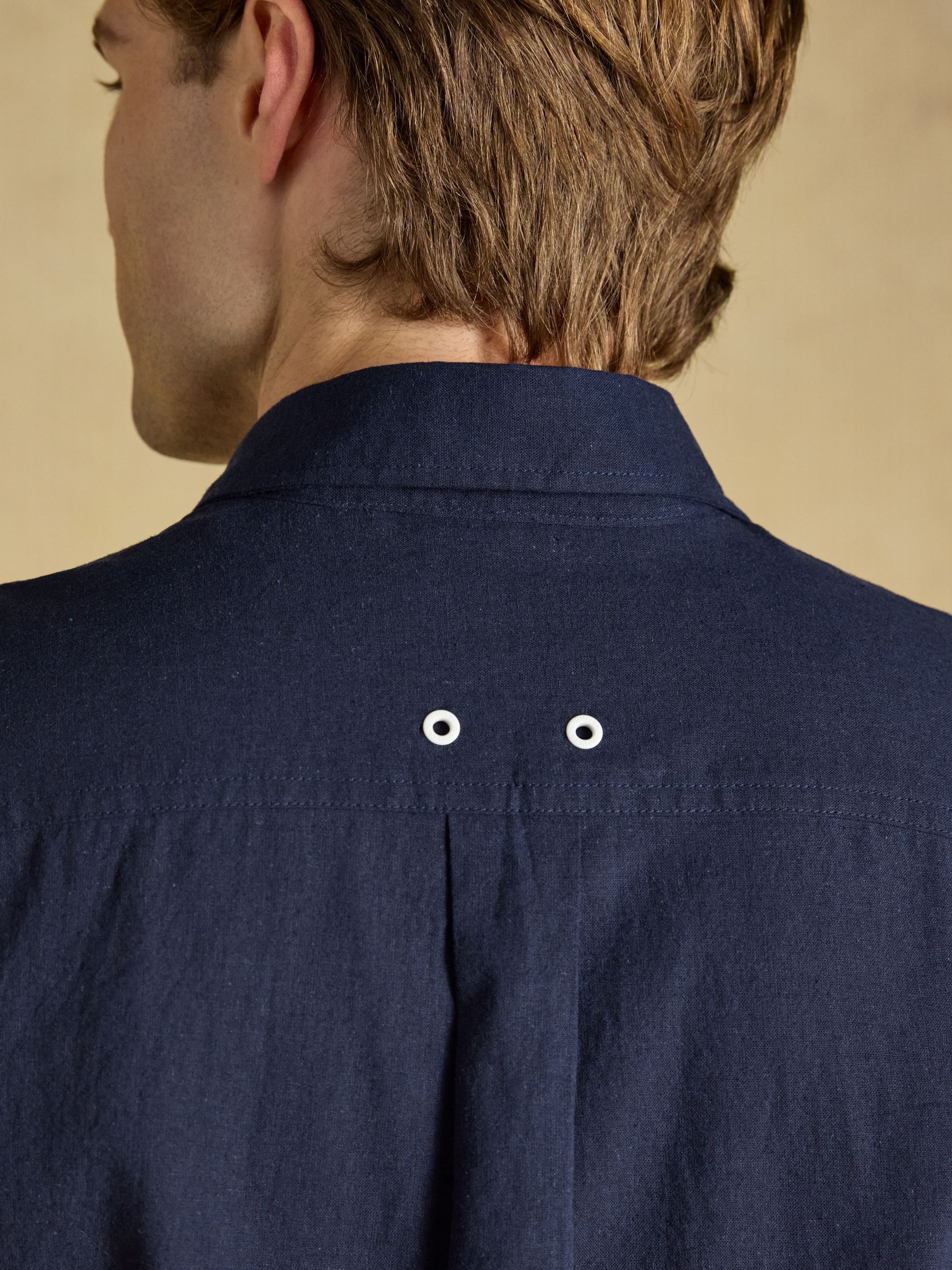 Navy Linen Blend Long Sleeve Shirt - Image 7 of 8